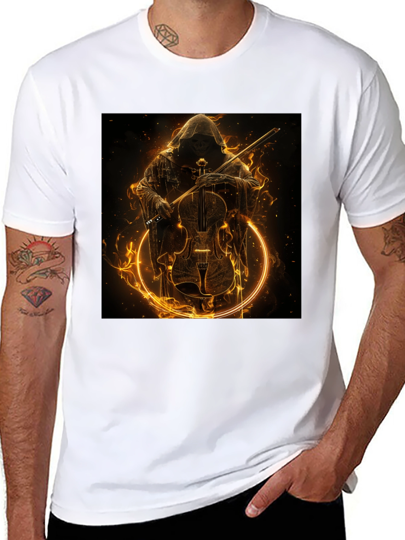 Grim Reaper Violinist Graphic T-Shirt