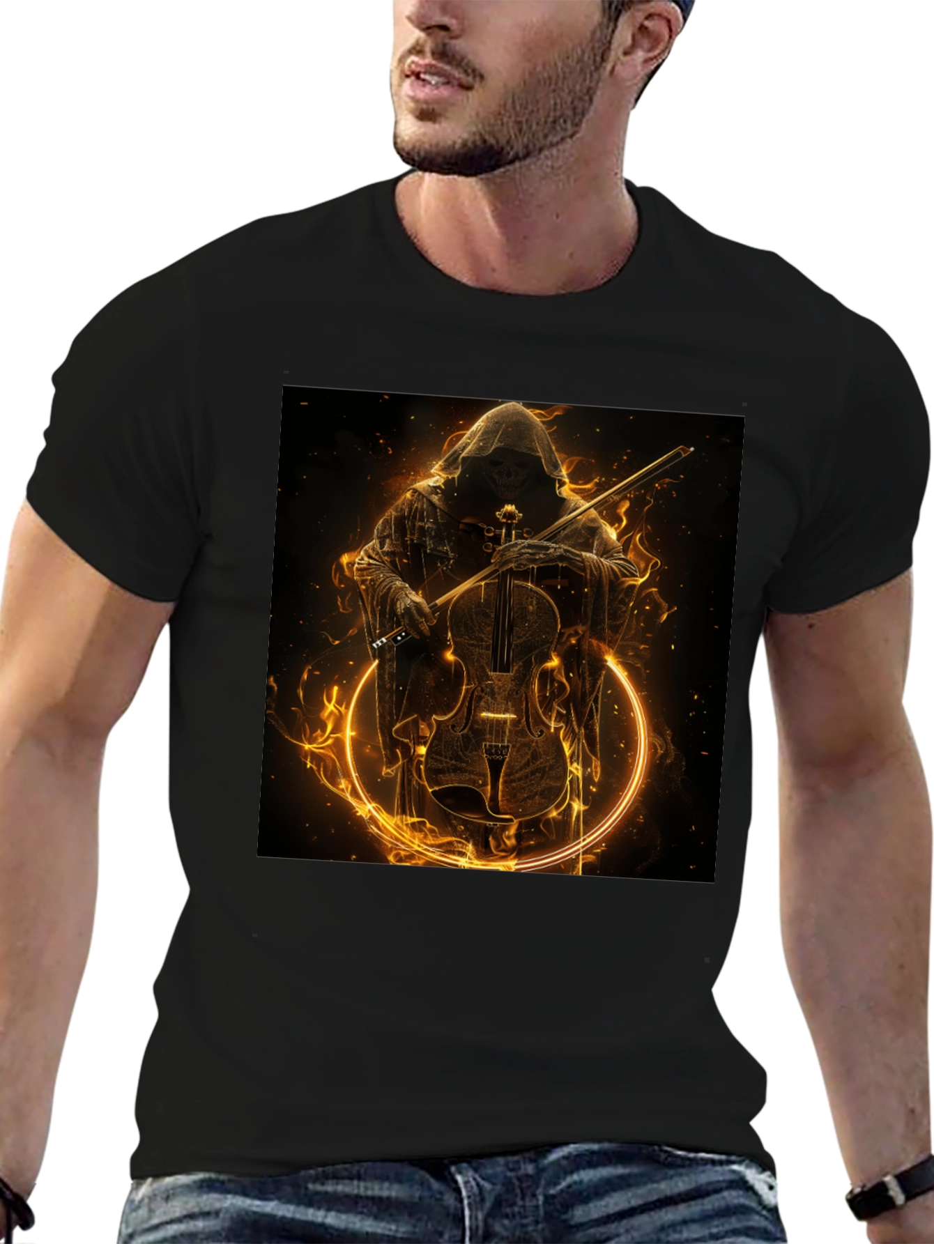 Grim Reaper Violinist Graphic T-Shirt