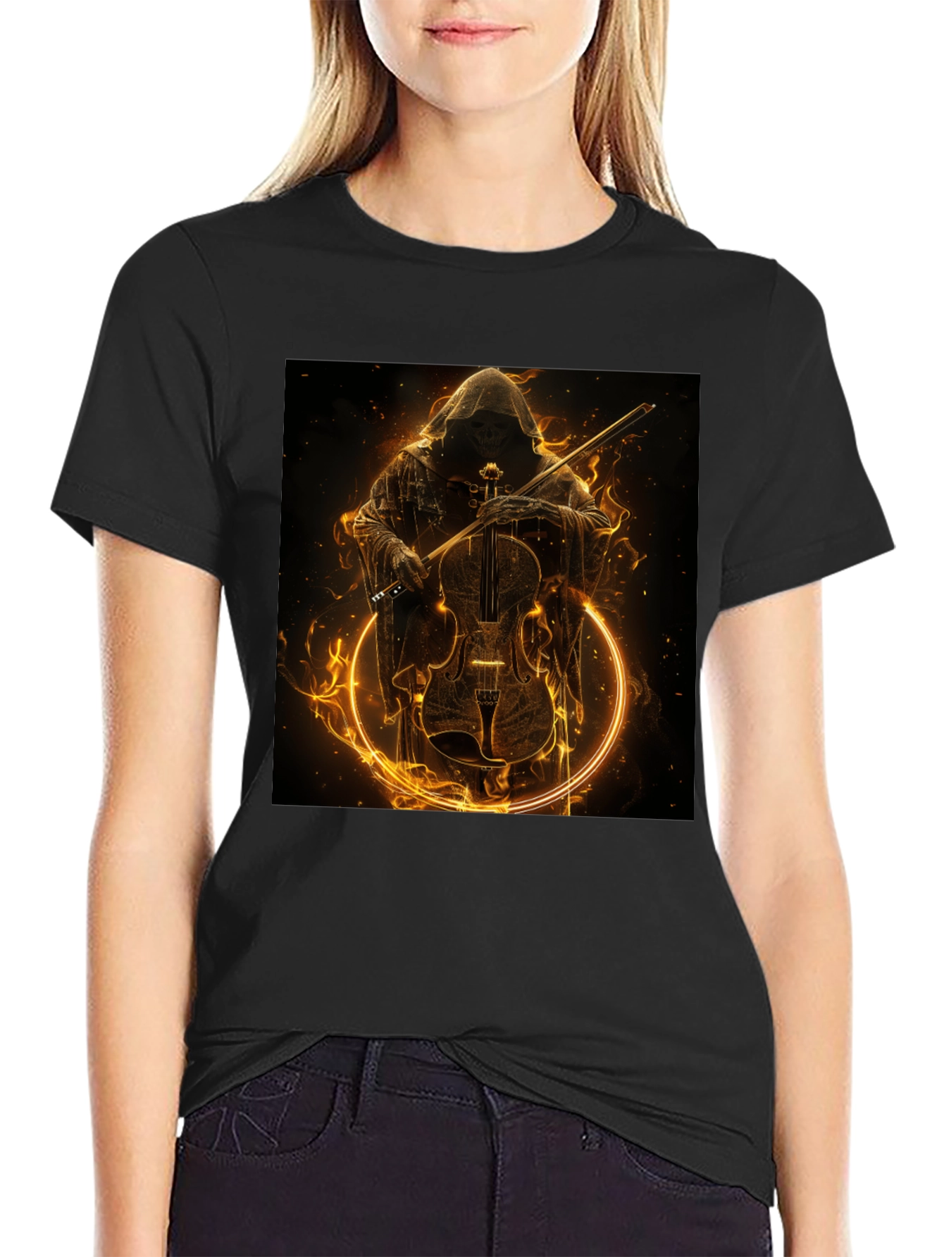 Grim Reaper Violinist Graphic T-Shirt