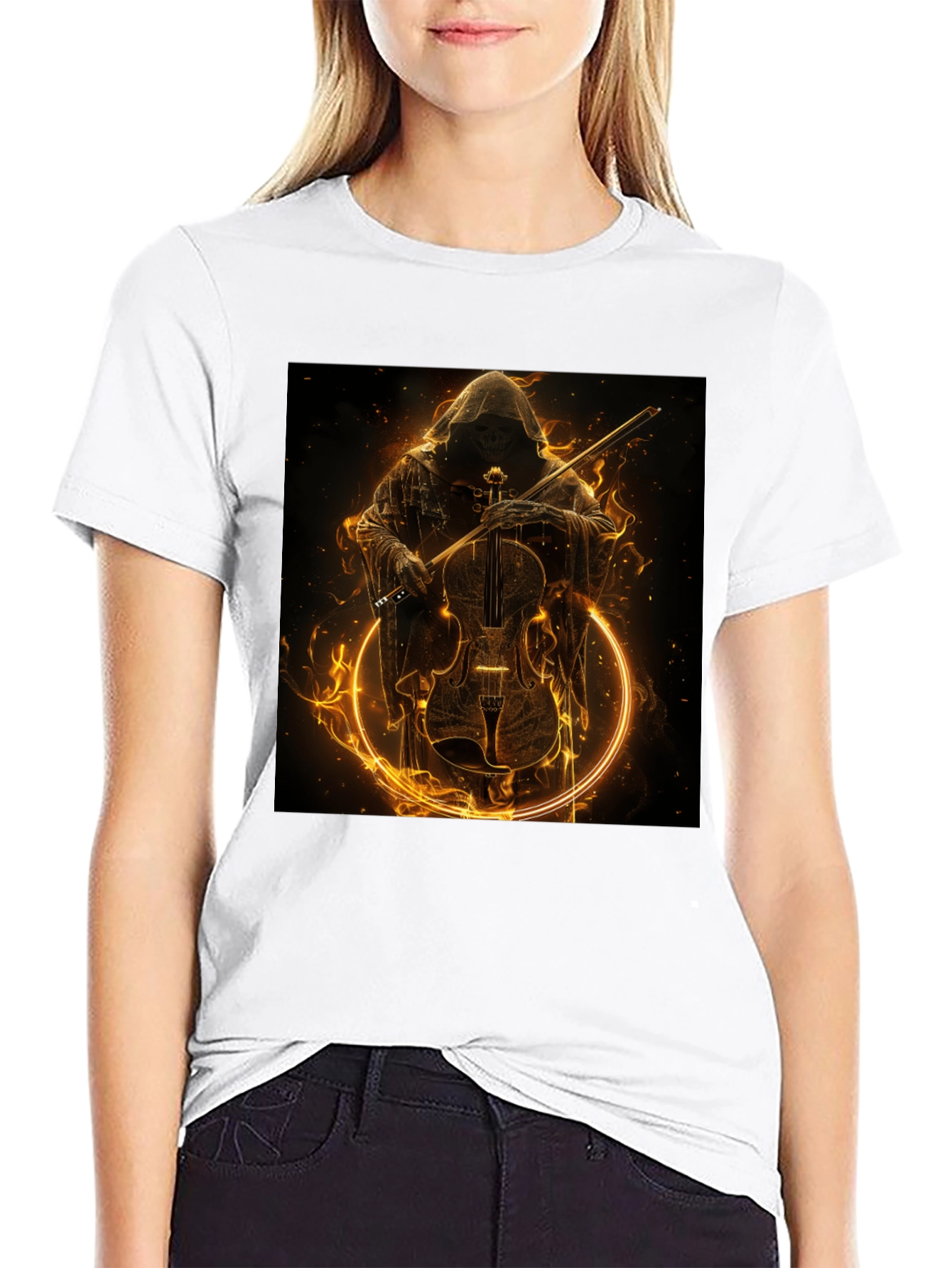 Grim Reaper Violinist Graphic T-Shirt