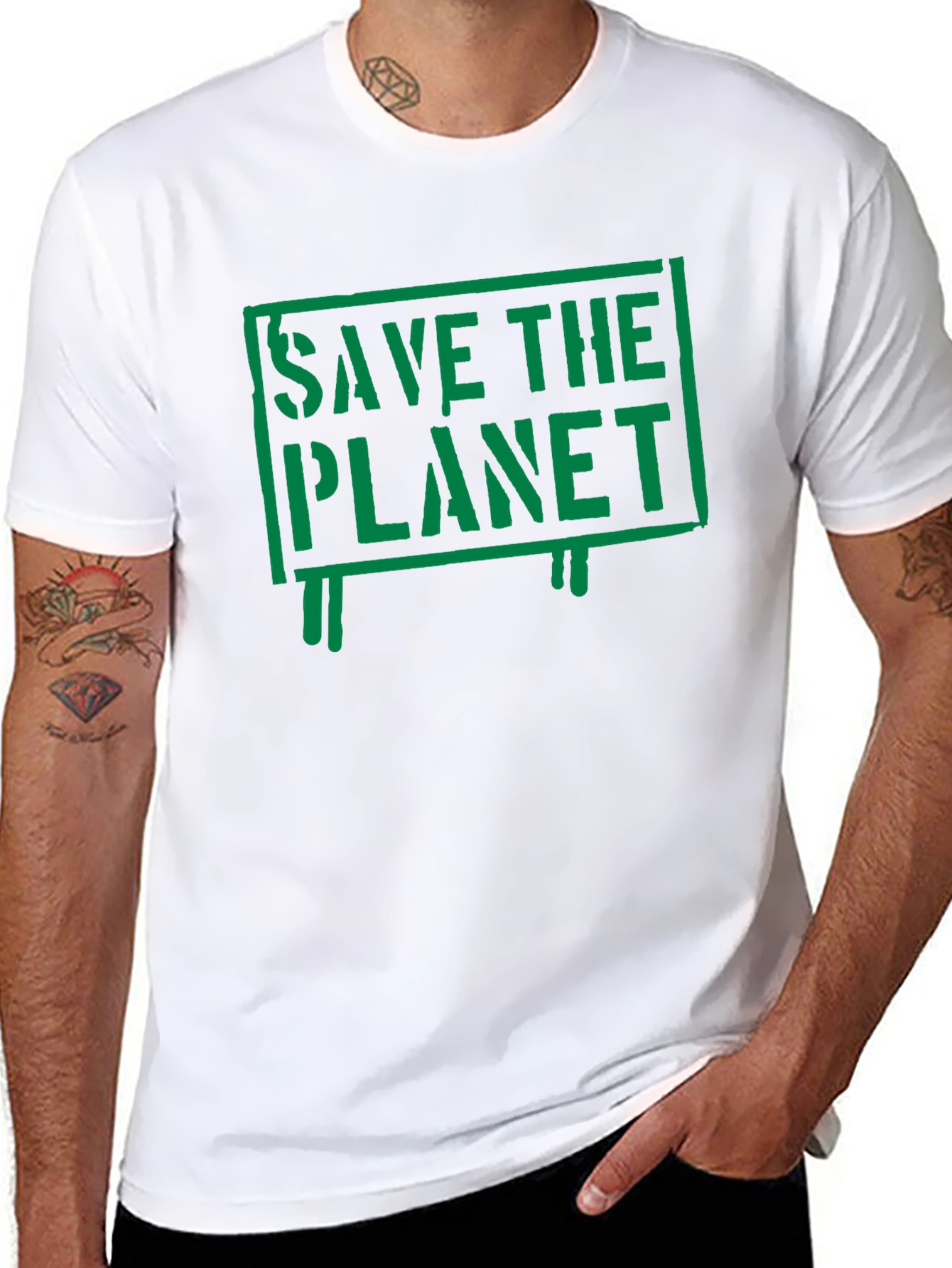 Save the Planet Graphic Print Black T-Shirt