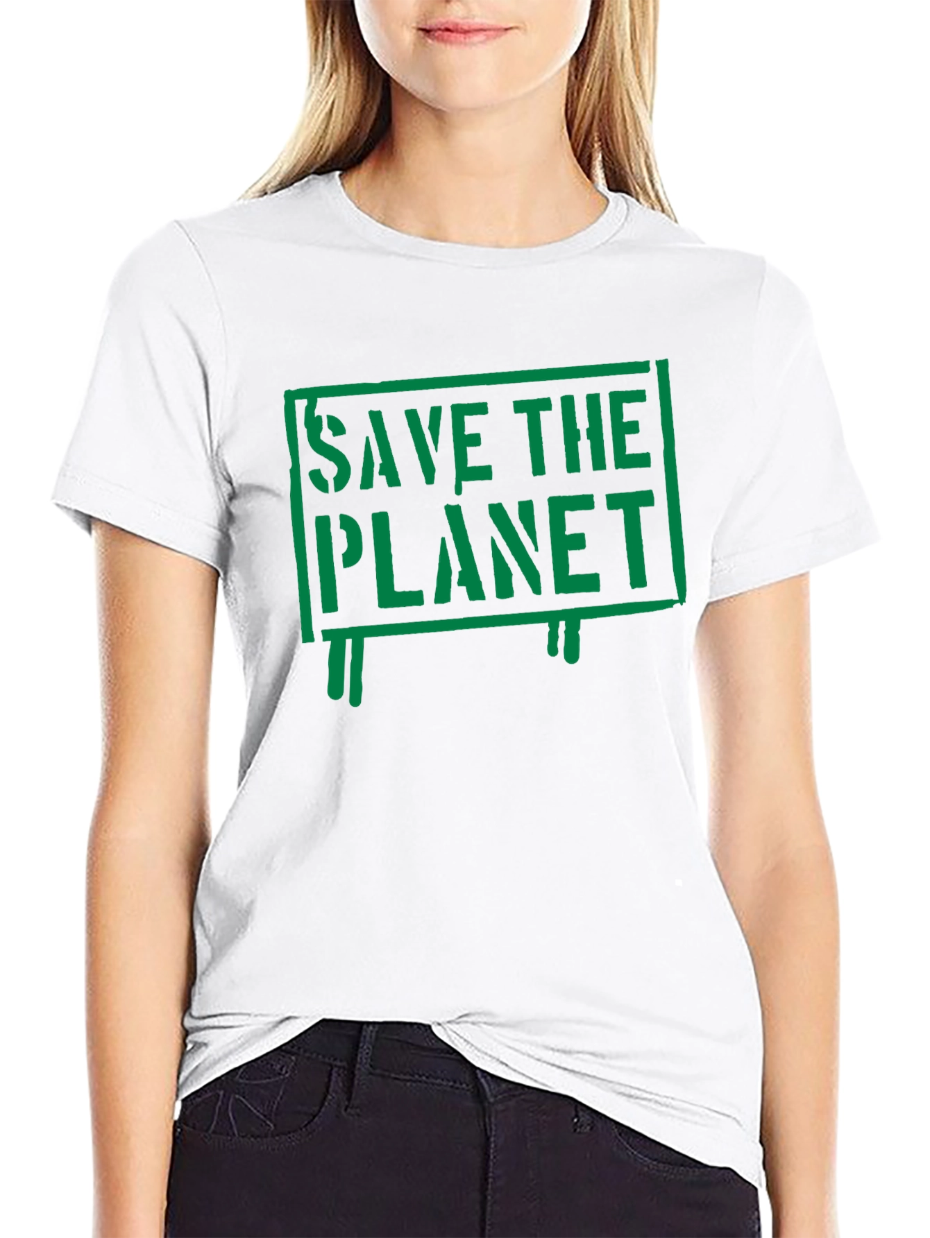 Save the Planet Graphic Print Black T-Shirt
