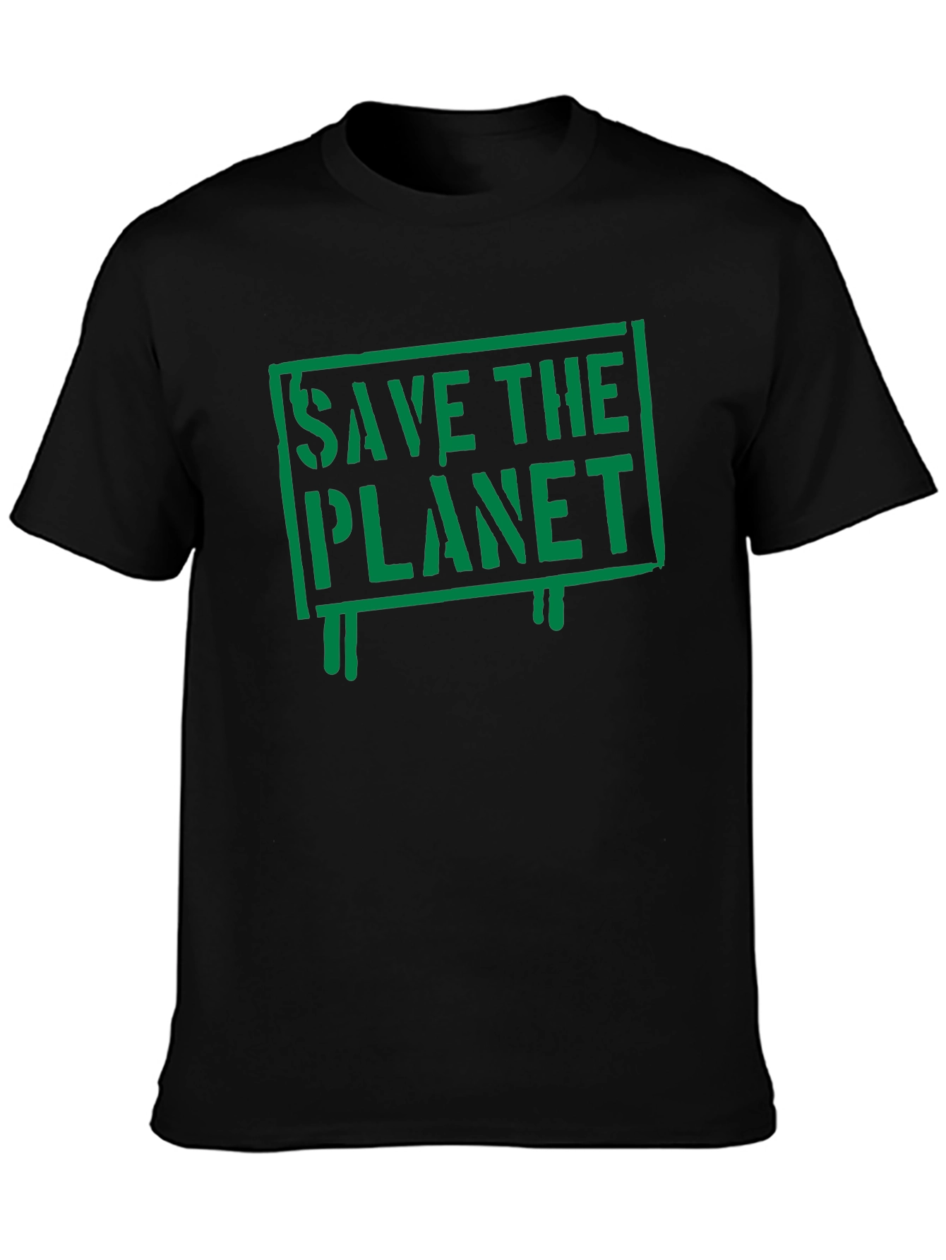 Save the Planet Graphic Print Black T-Shirt