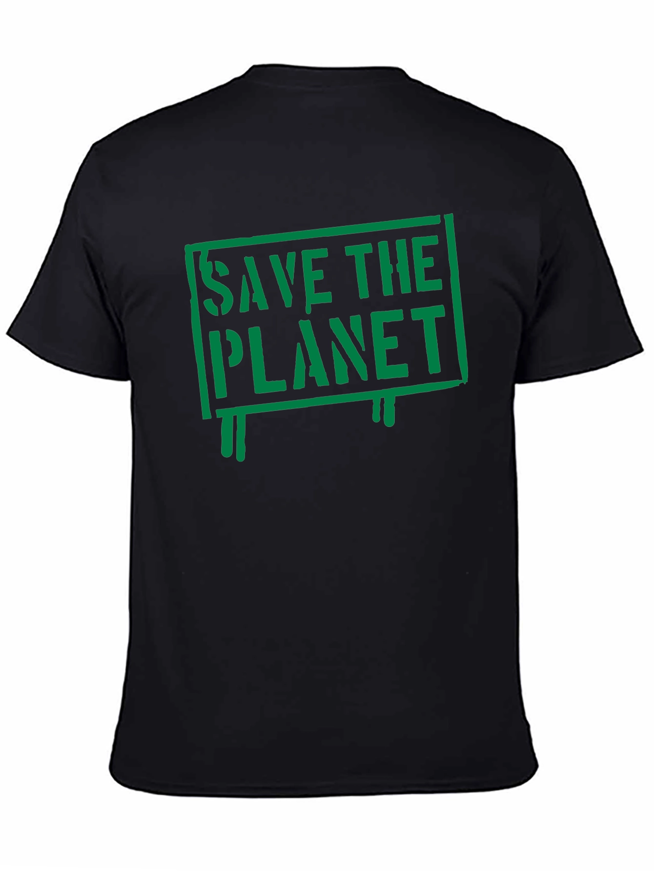 Save the Planet Graphic Print Black T-Shirt