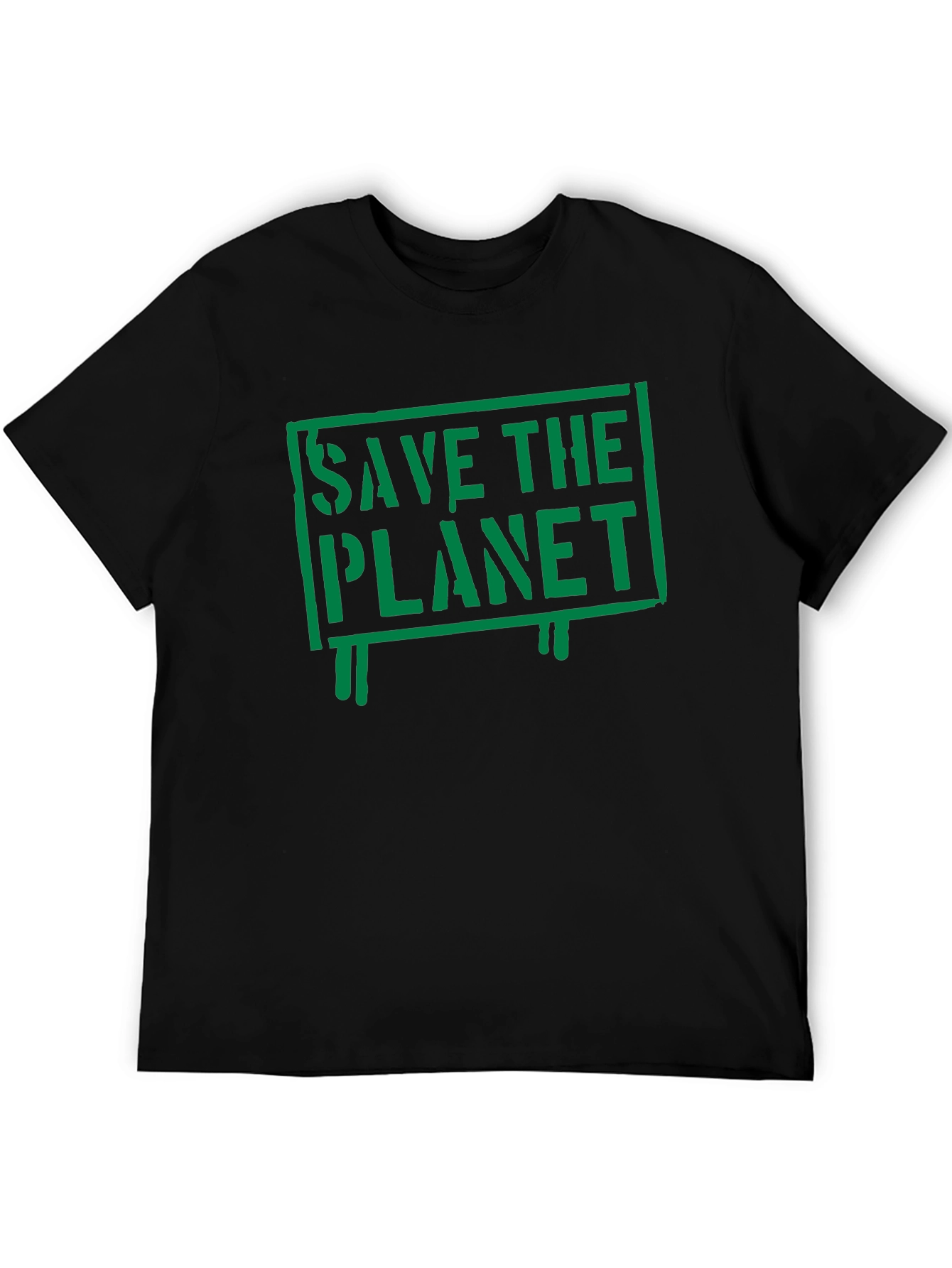 Save the Planet Graphic Print Black T-Shirt