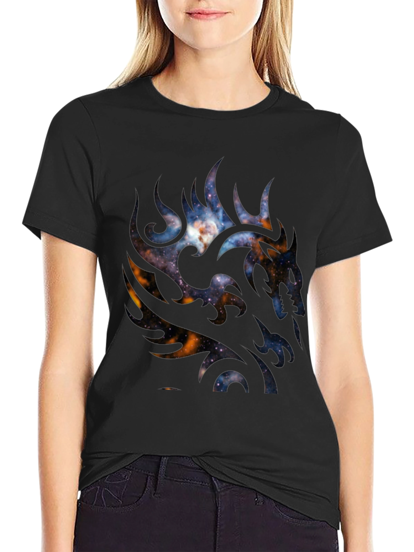 Galaxy Dragon Graphic Black T-Shirt