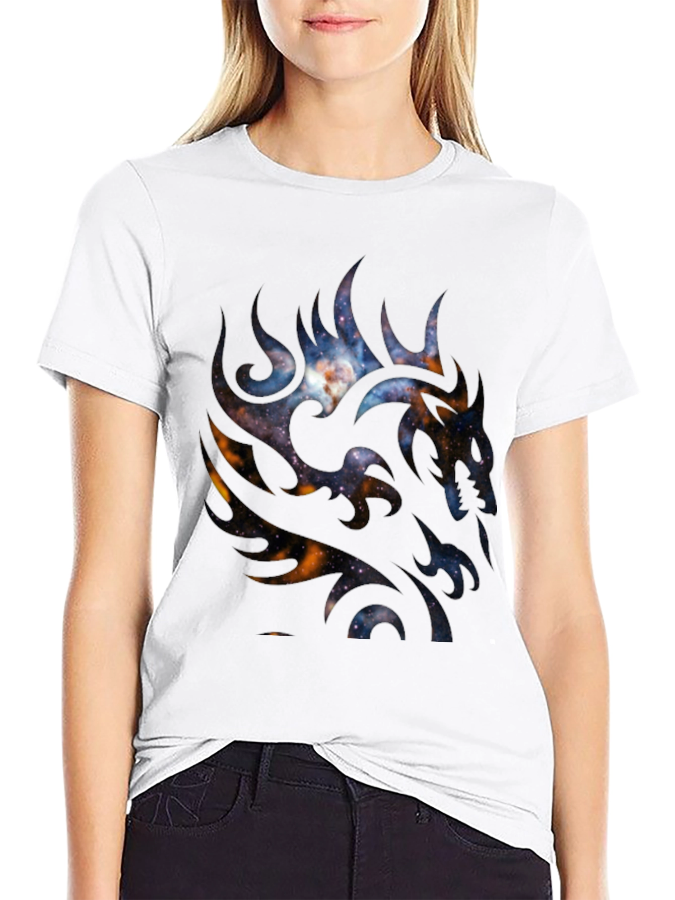 Galaxy Dragon Graphic Black T-Shirt