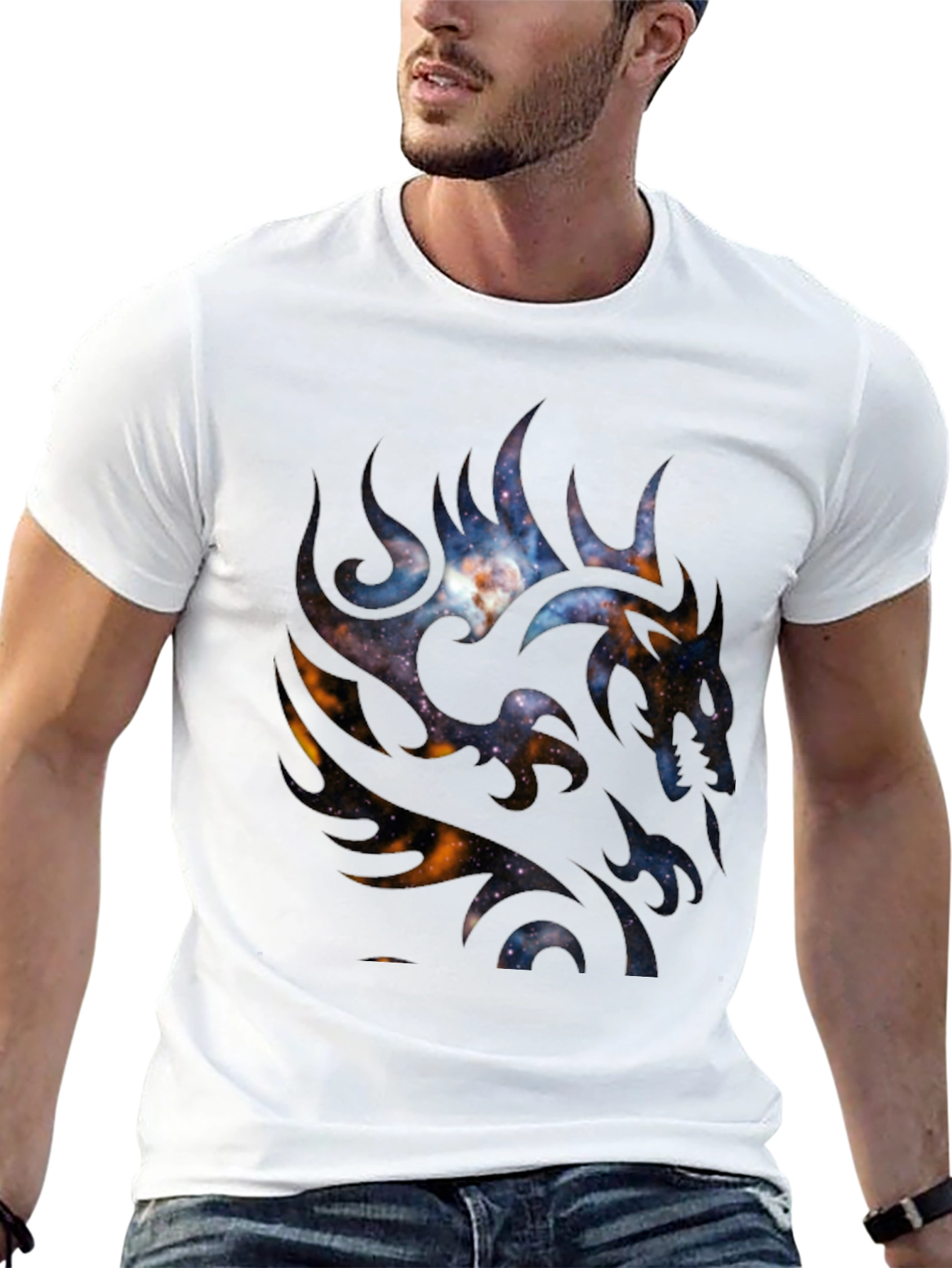 Galaxy Dragon Graphic Black T-Shirt