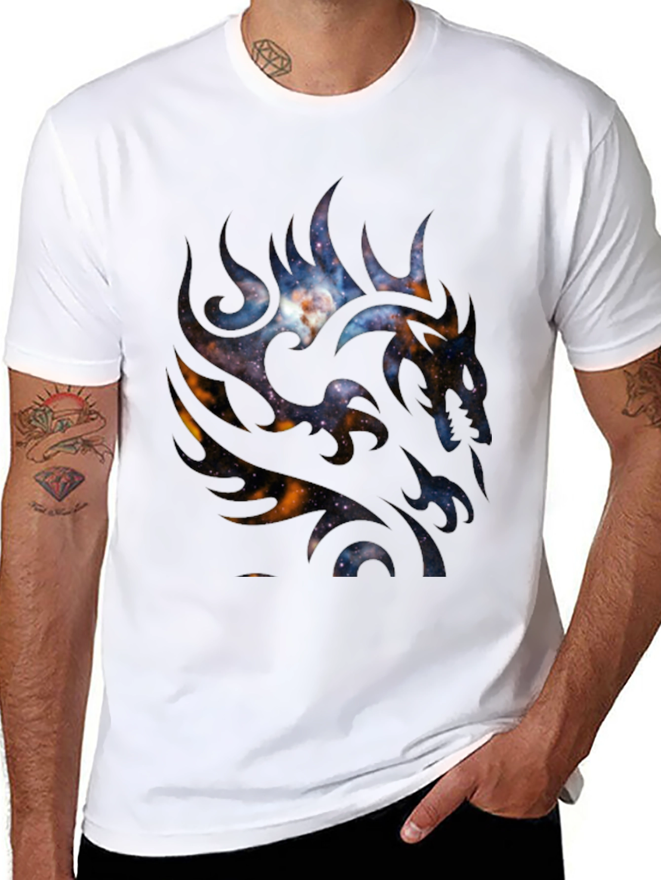 Galaxy Dragon Graphic Black T-Shirt