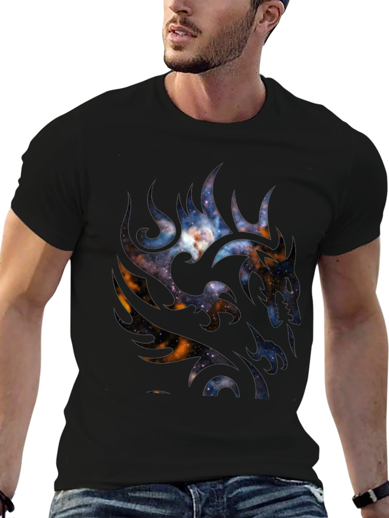 Galaxy Dragon Graphic Black T-Shirt