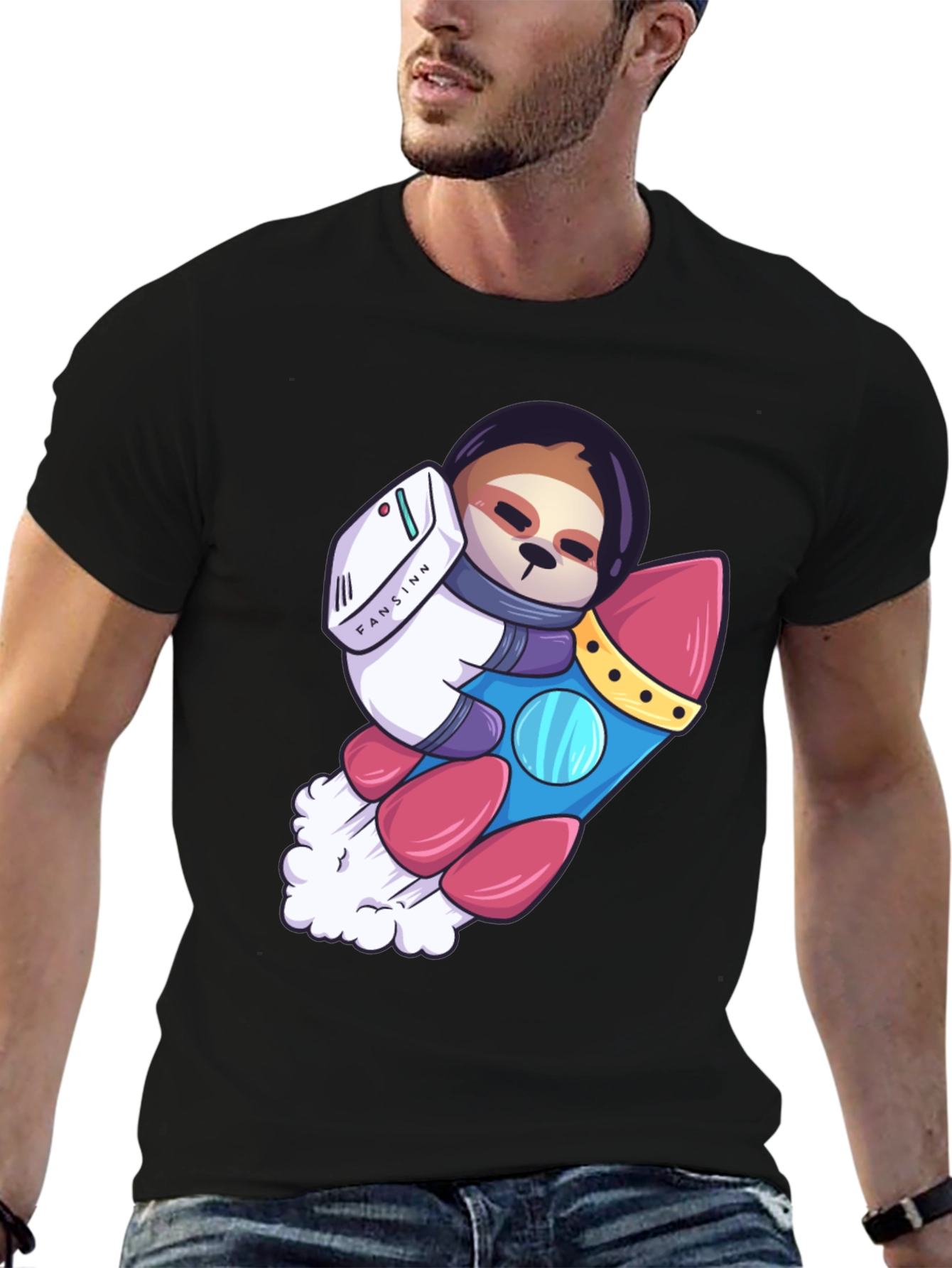 Sloth Astronaut Graphic Tee - Black