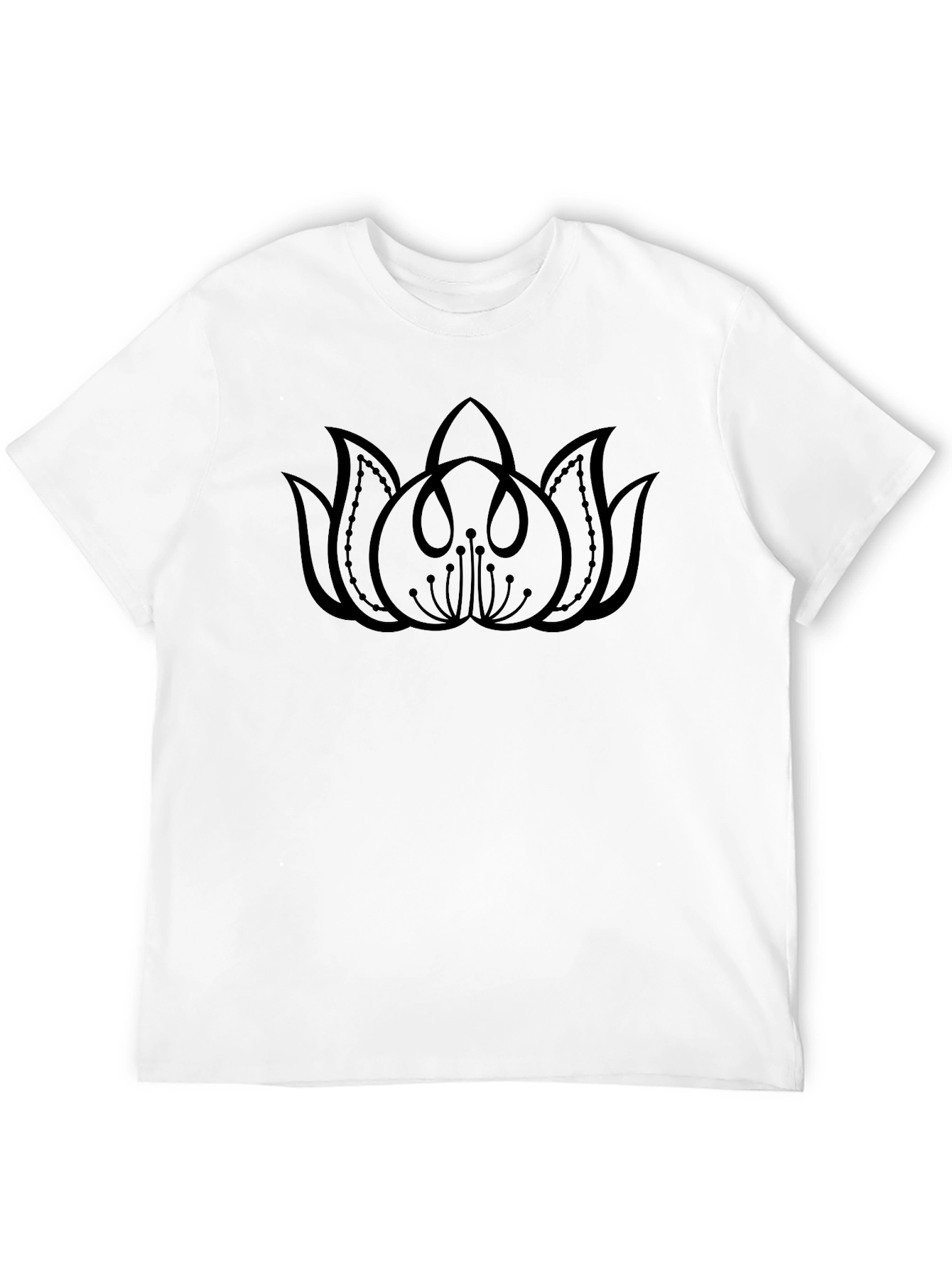 Black T-Shirt with Lotus Design