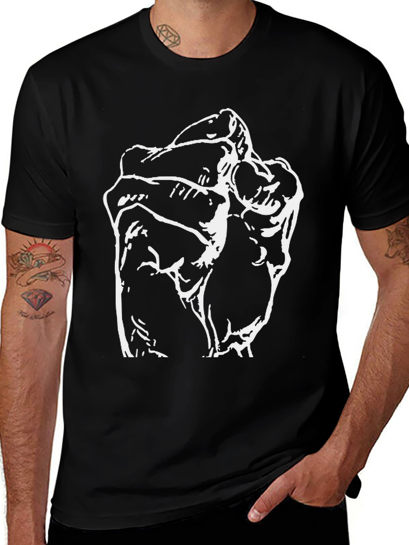 Black T-Shirt with Abstract Fist Graphic