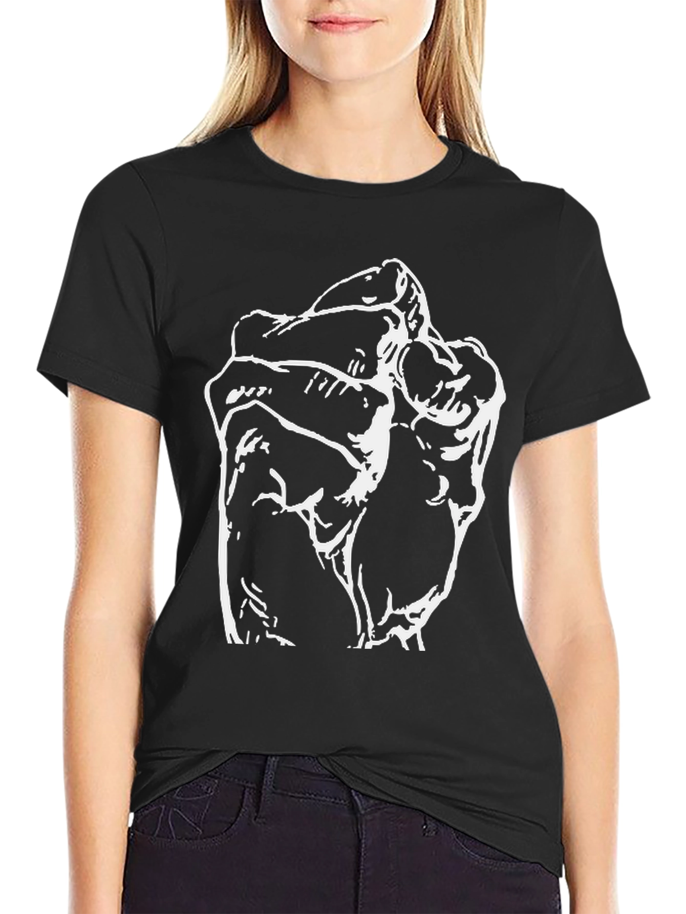 Black T-Shirt with Abstract Fist Graphic