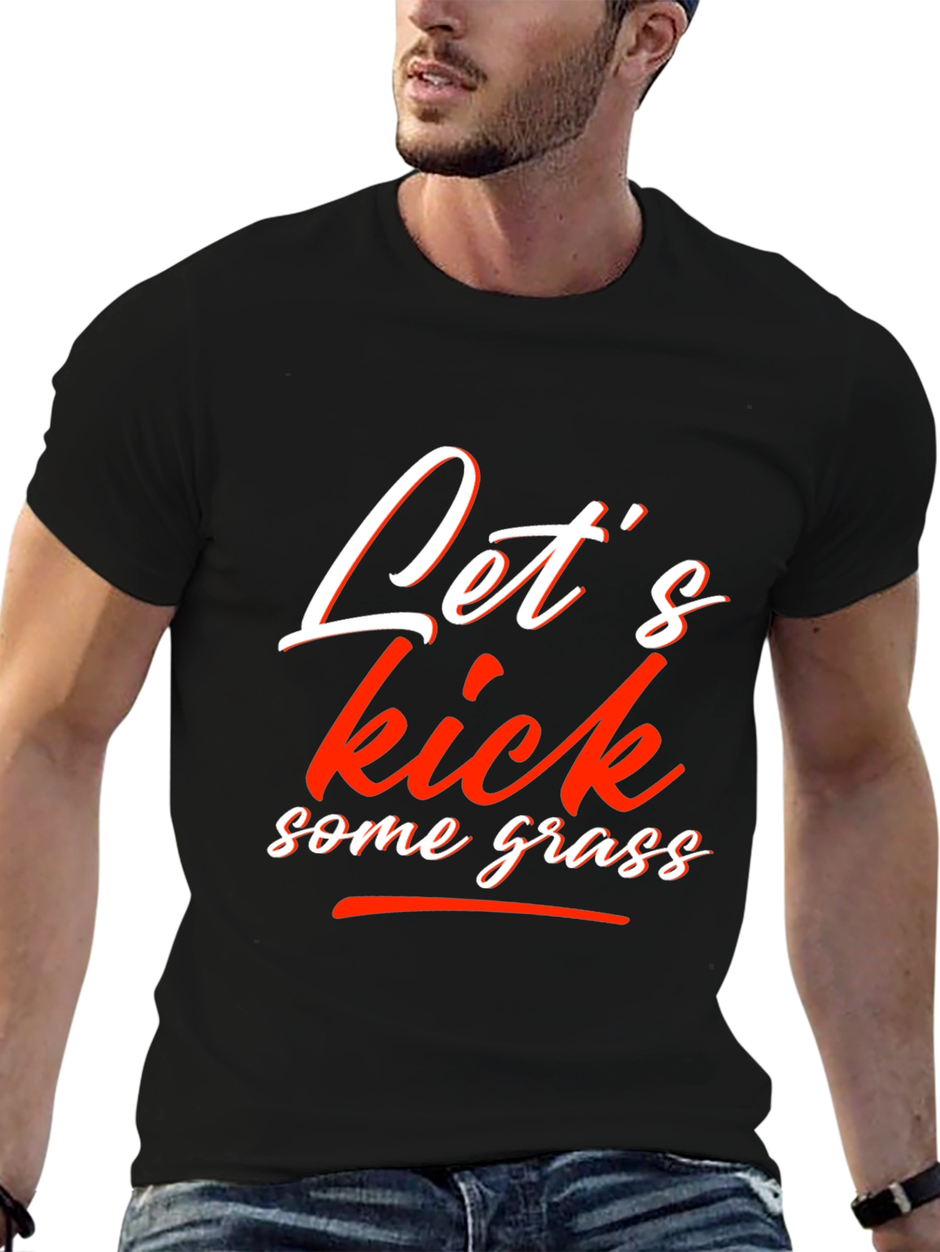 Lets Kick Some Grass Graphic Tee - Black