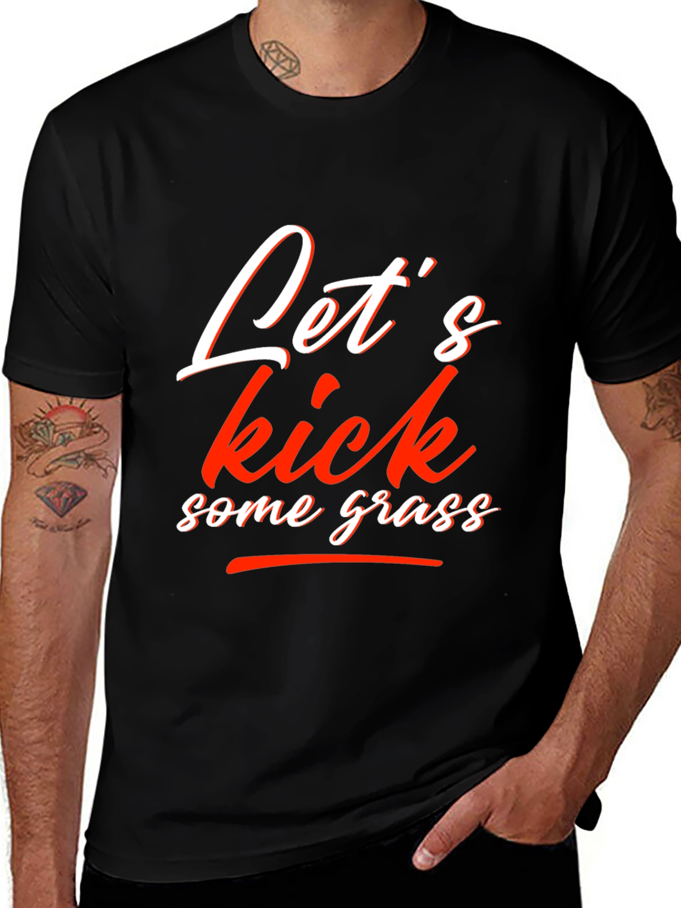 Lets Kick Some Grass Graphic Tee - Black