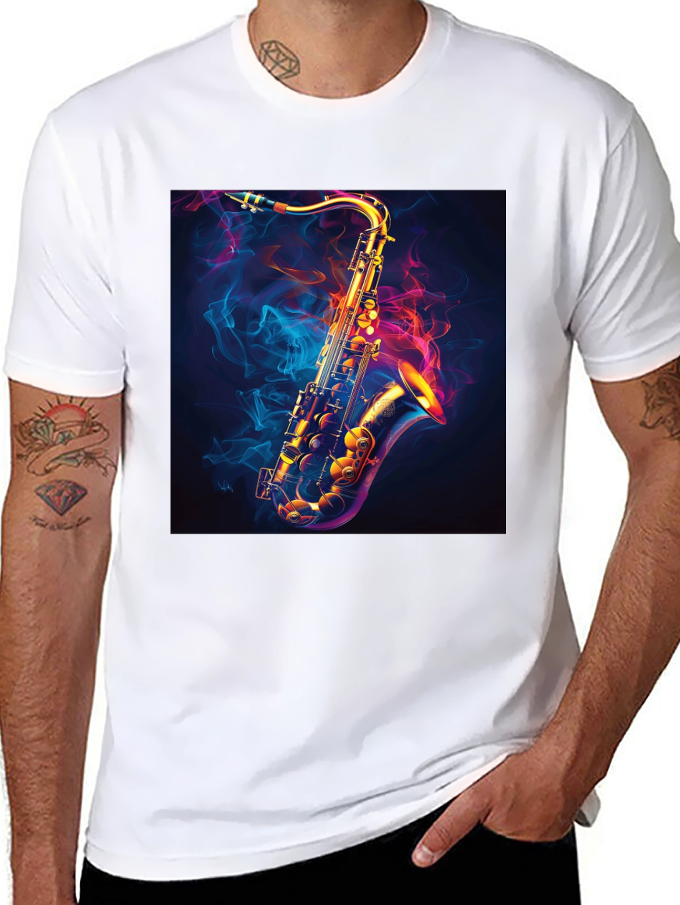 Saxophone Graphic Black T-Shirt - Cool Musical Tee