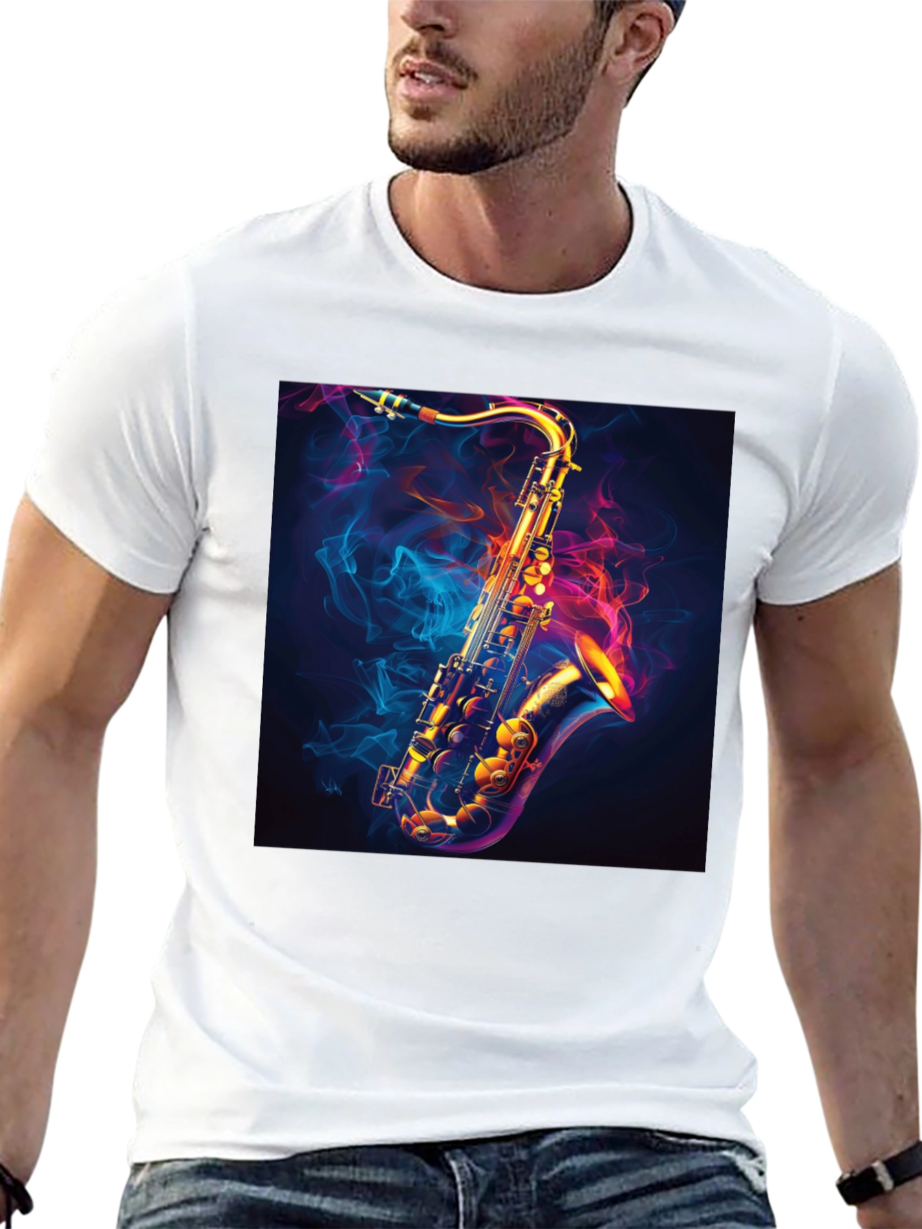 Saxophone Graphic Black T-Shirt - Cool Musical Tee
