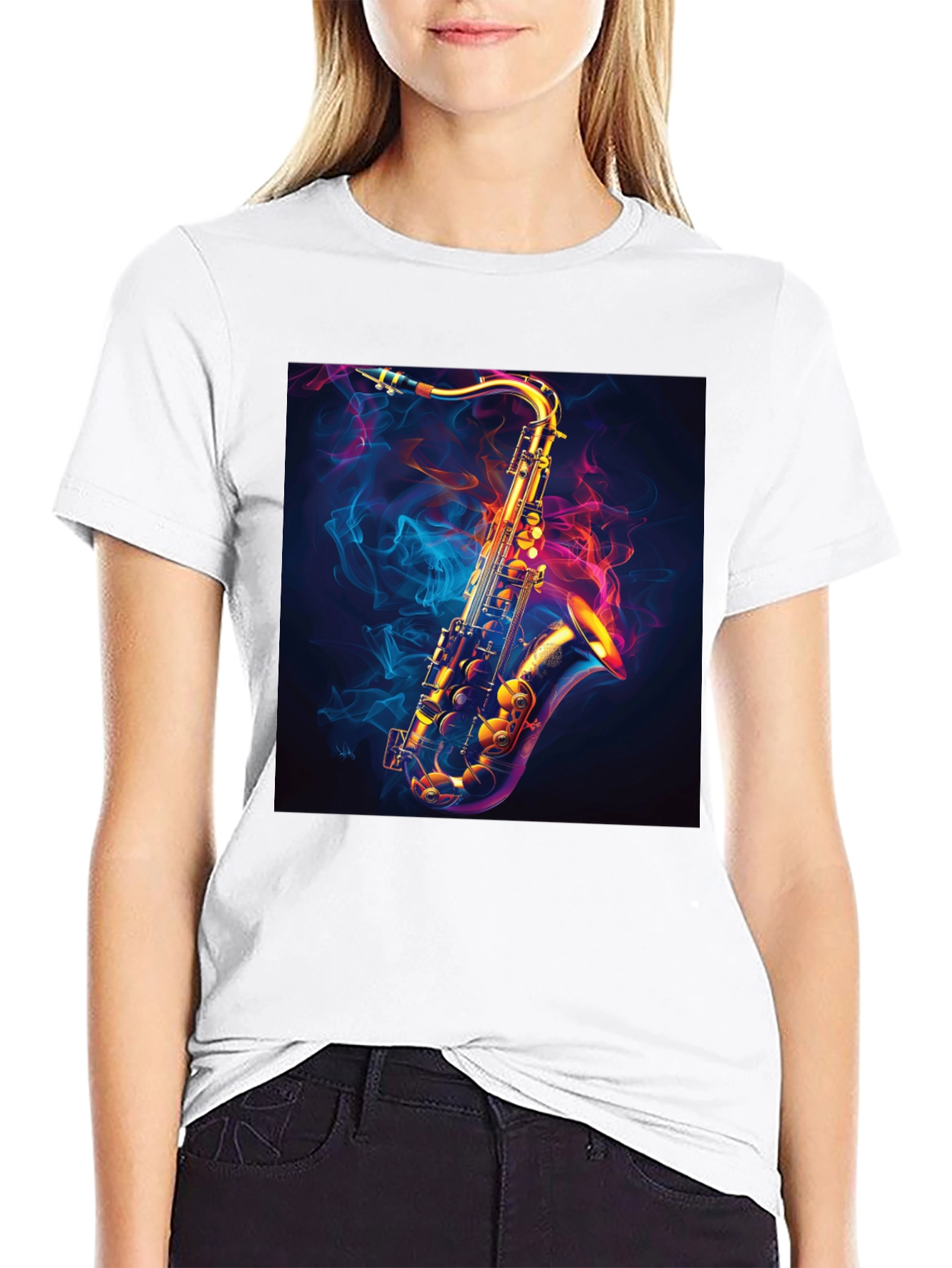 Saxophone Graphic Black T-Shirt - Cool Musical Tee