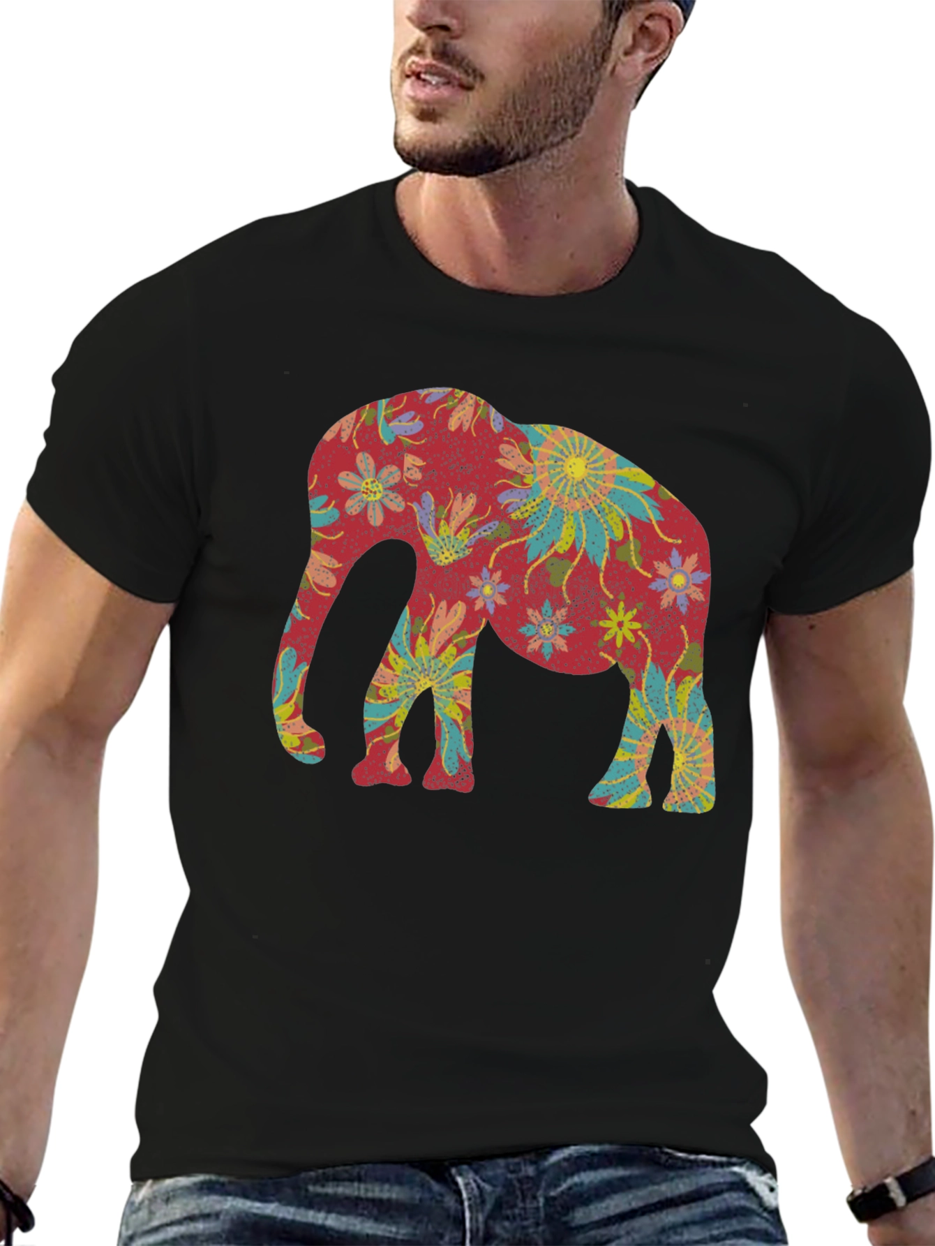 Elephant Floral Graphic Tee - Unique Design