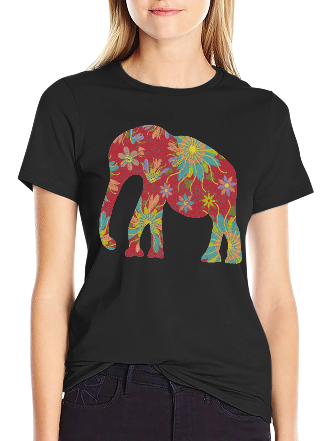 Elephant Floral Graphic Tee - Unique Design