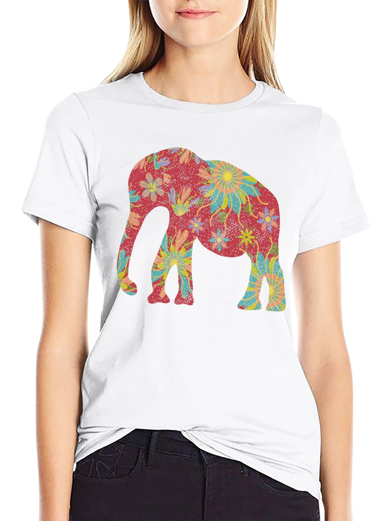 Elephant Floral Graphic Tee - Unique Design