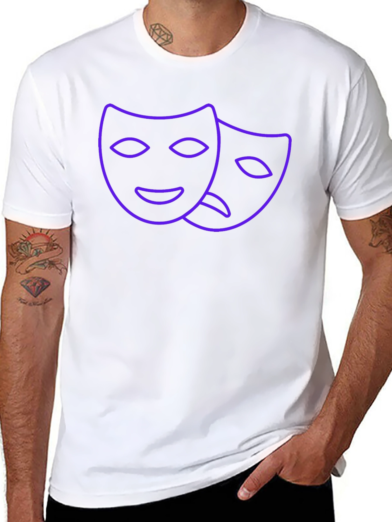 Drama Masks Graphic Tee - Black Crew Neck T-Shirt