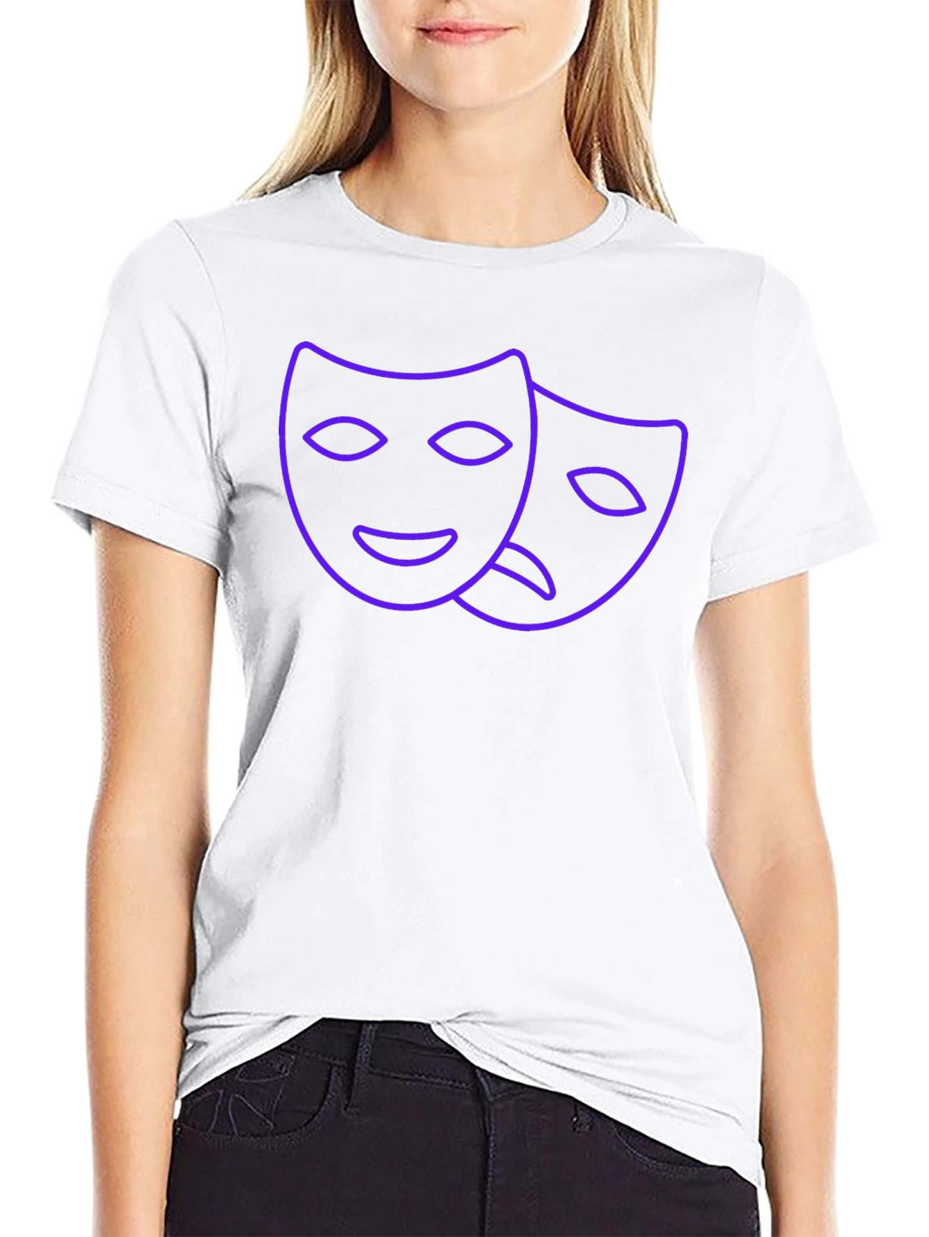 Drama Masks Graphic Tee - Black Crew Neck T-Shirt