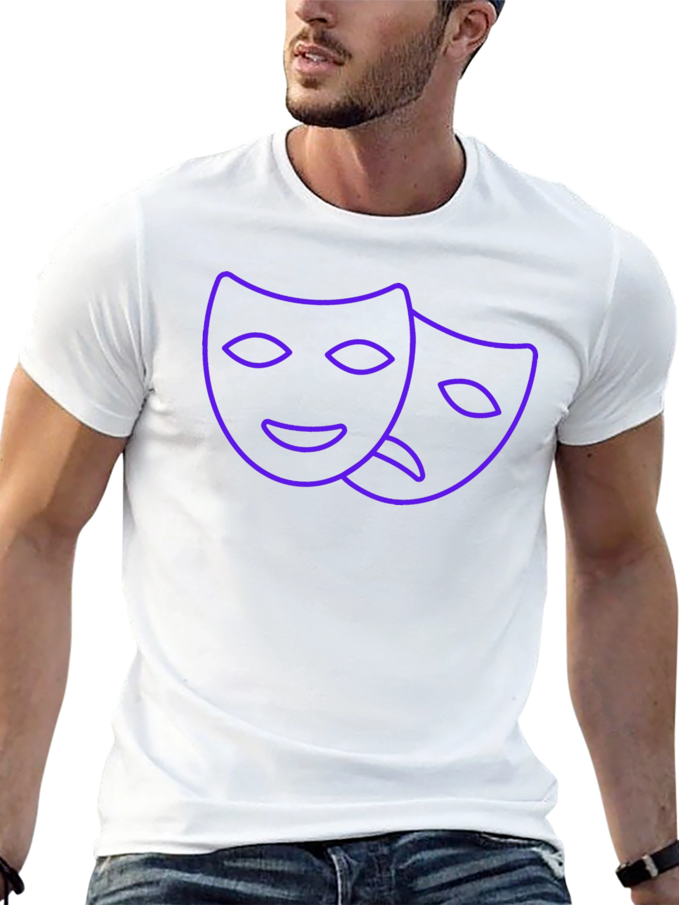 Drama Masks Graphic Tee - Black Crew Neck T-Shirt