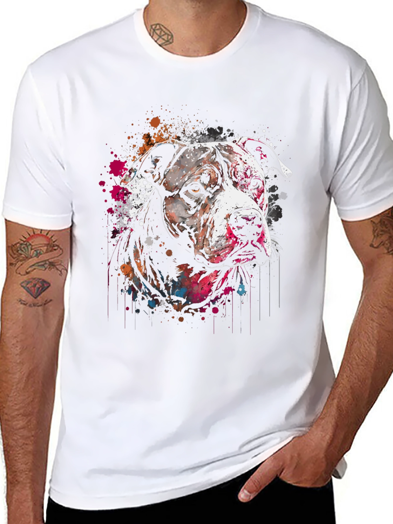 Dog Splash Art T-Shirt - Unique Canine Design