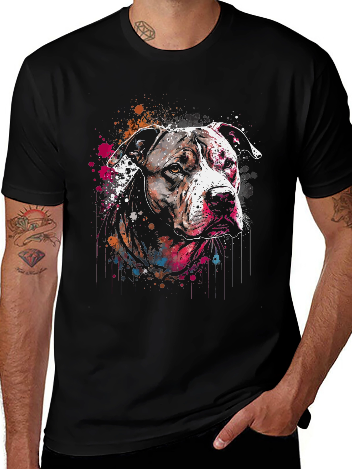 Dog Splash Art T-Shirt - Unique Canine Design