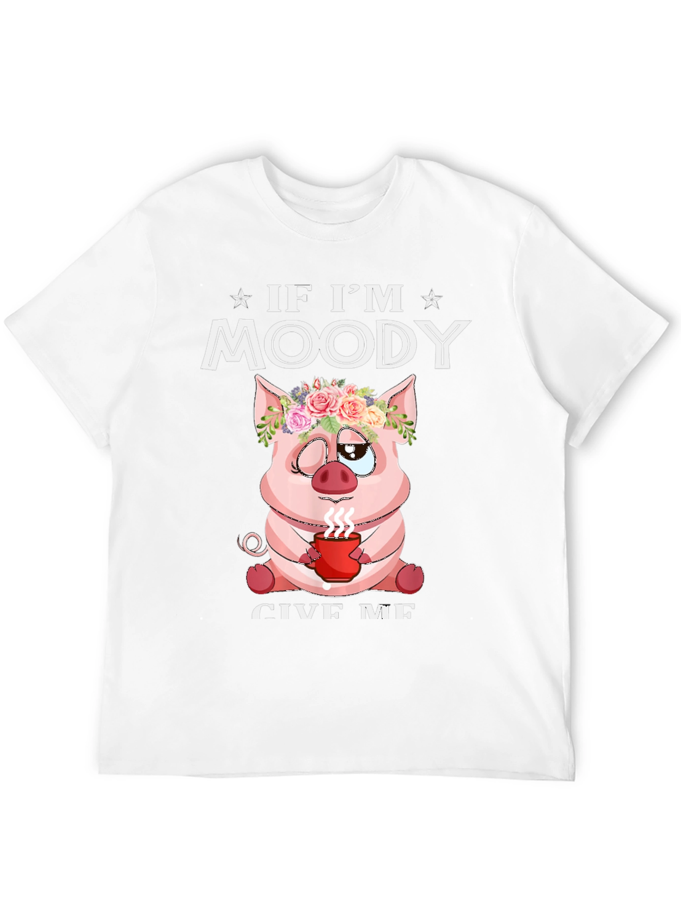 Moody Pig T-Shirt Funny Coffee Lover Tee