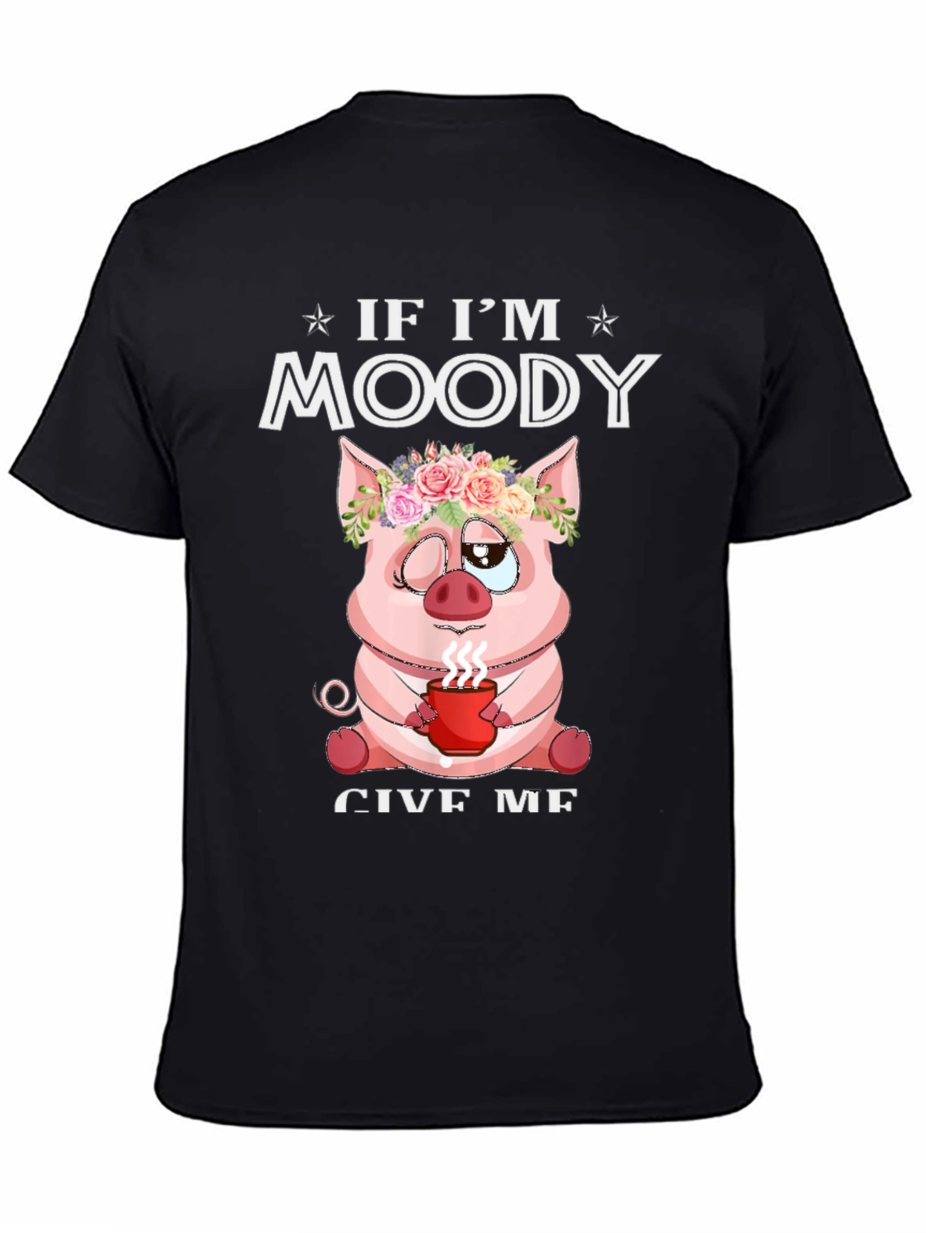 Moody Pig T-Shirt Funny Coffee Lover Tee