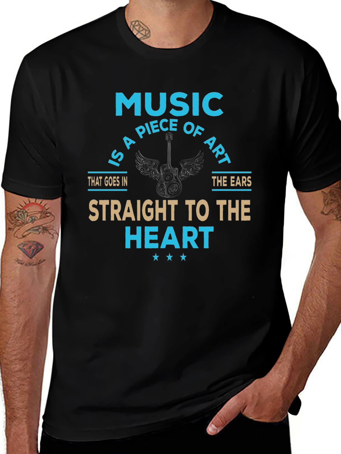 Music is Art T-Shirt: Straight to the Heart Design