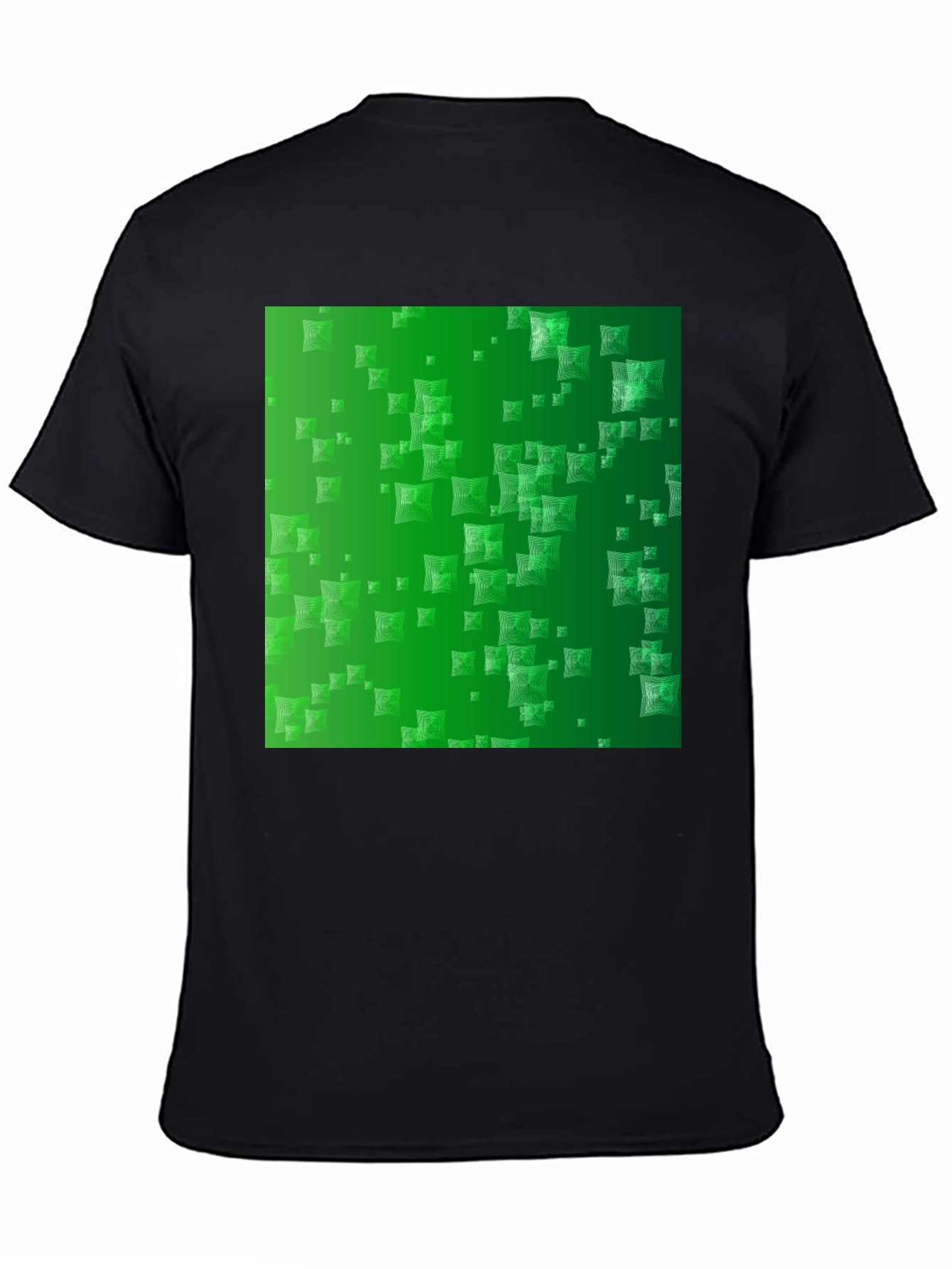 Stylish Black Tee with Green Square Design