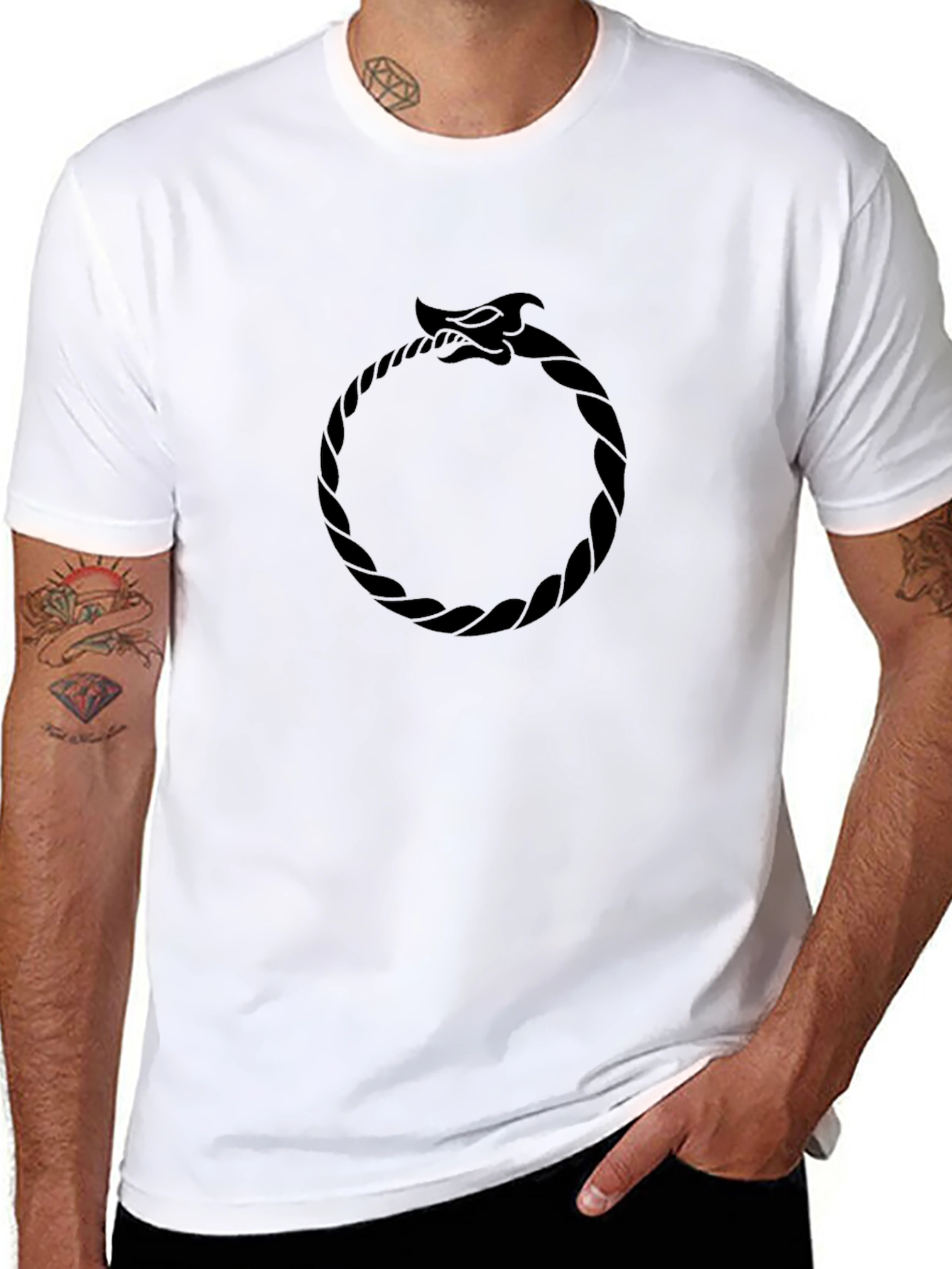 Ouroboros Graphic Tee - Black Serpent Circle T-Shirt