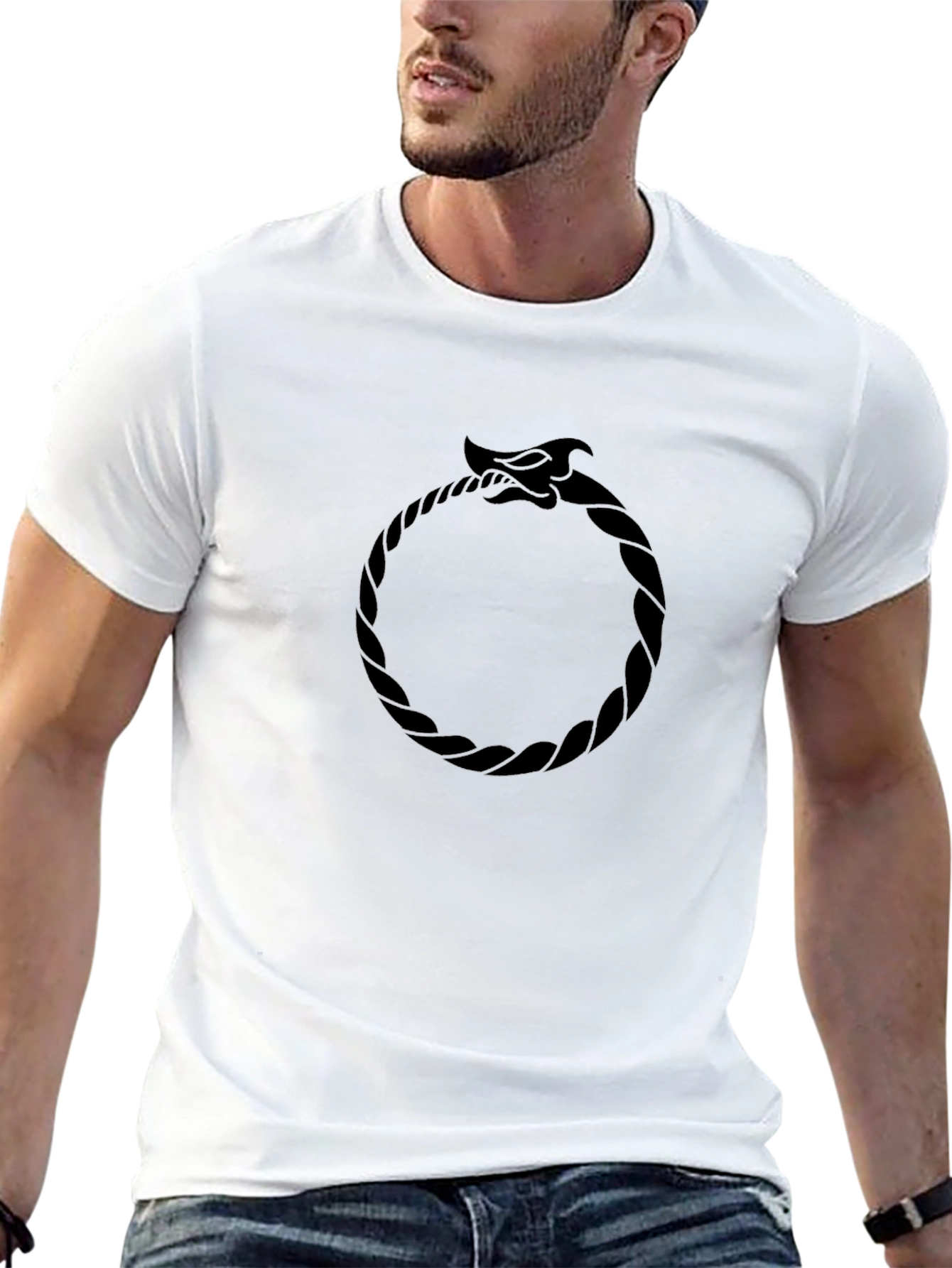 Ouroboros Graphic Tee - Black Serpent Circle T-Shirt