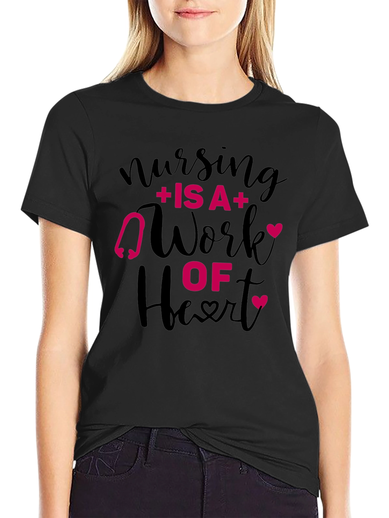 Nursing Is A Work Of Heart Graphic Tee