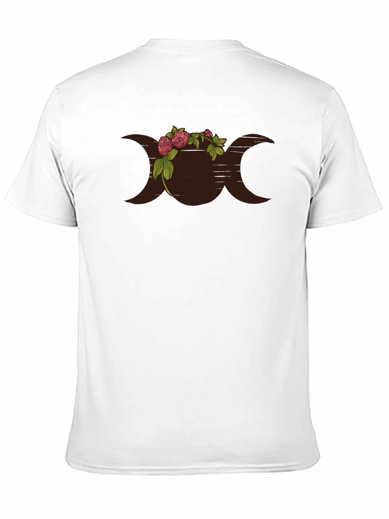 Floral Triple Moon Goddess Black T-Shirt