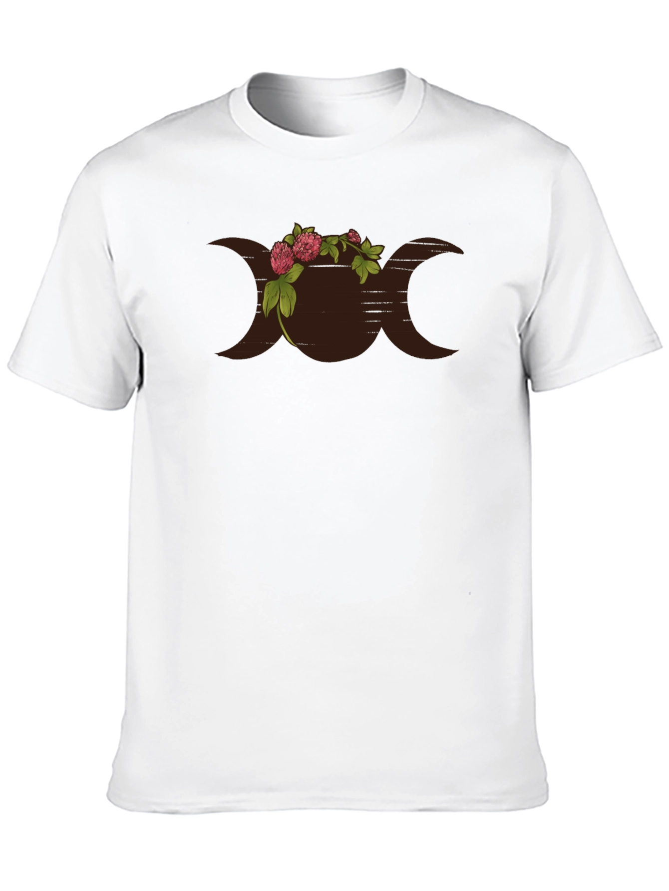 Floral Triple Moon Goddess Black T-Shirt