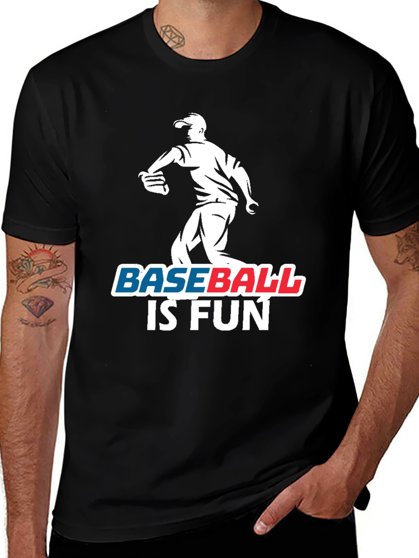 Baseball Is Fun Black Graphic T-Shirt