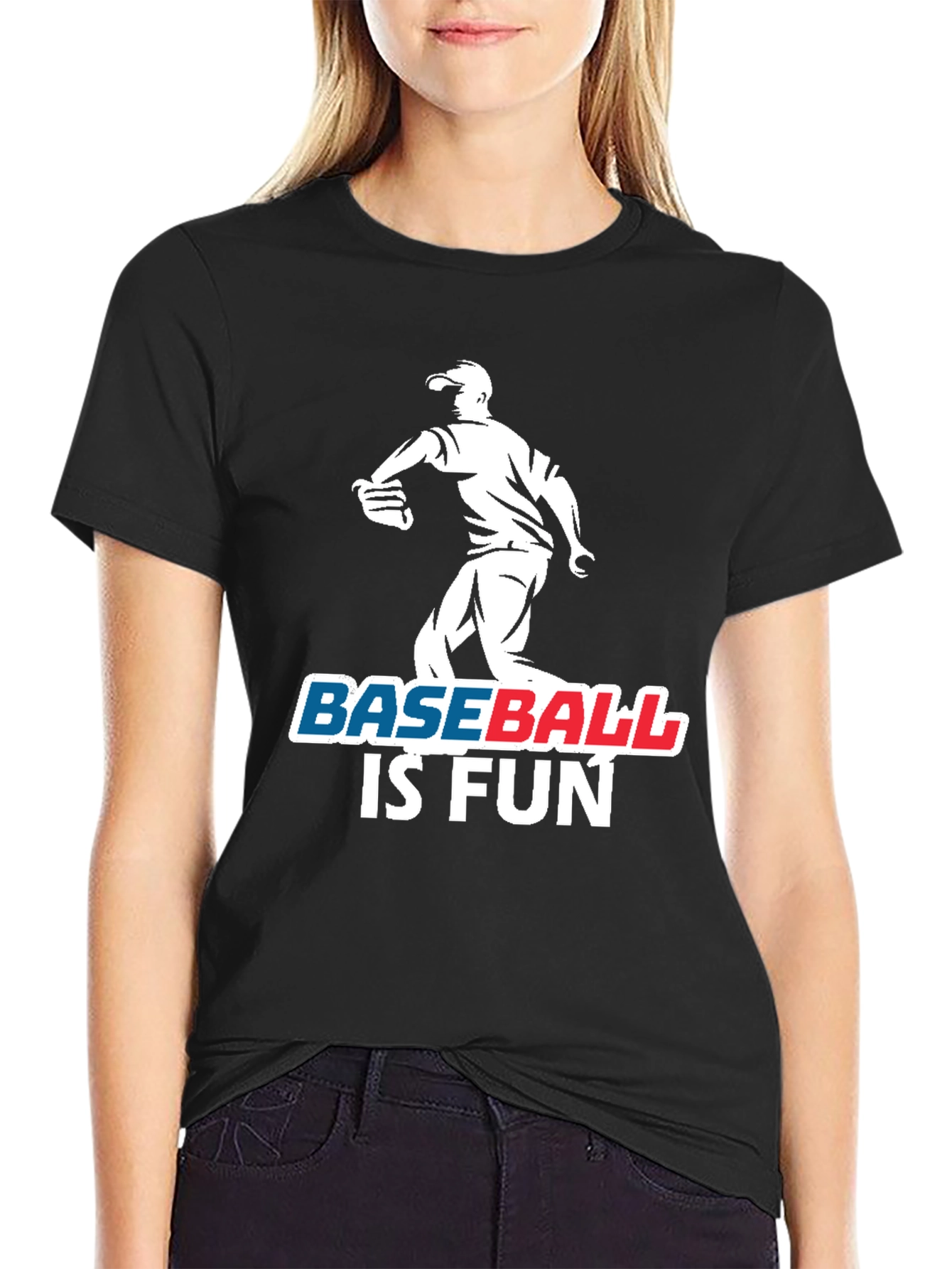 Baseball Is Fun Black Graphic T-Shirt