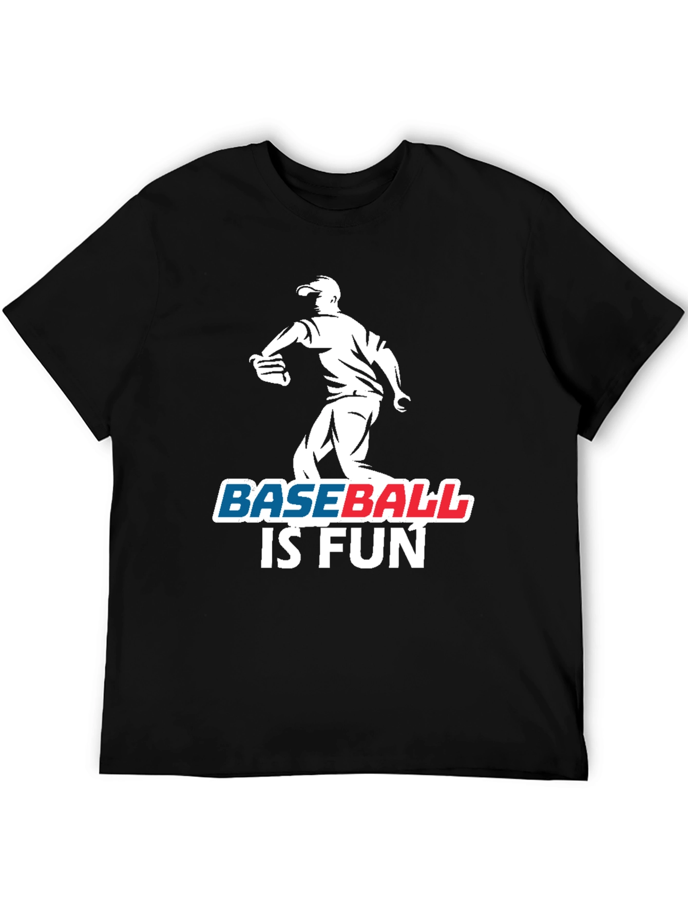 Baseball Is Fun Black Graphic T-Shirt