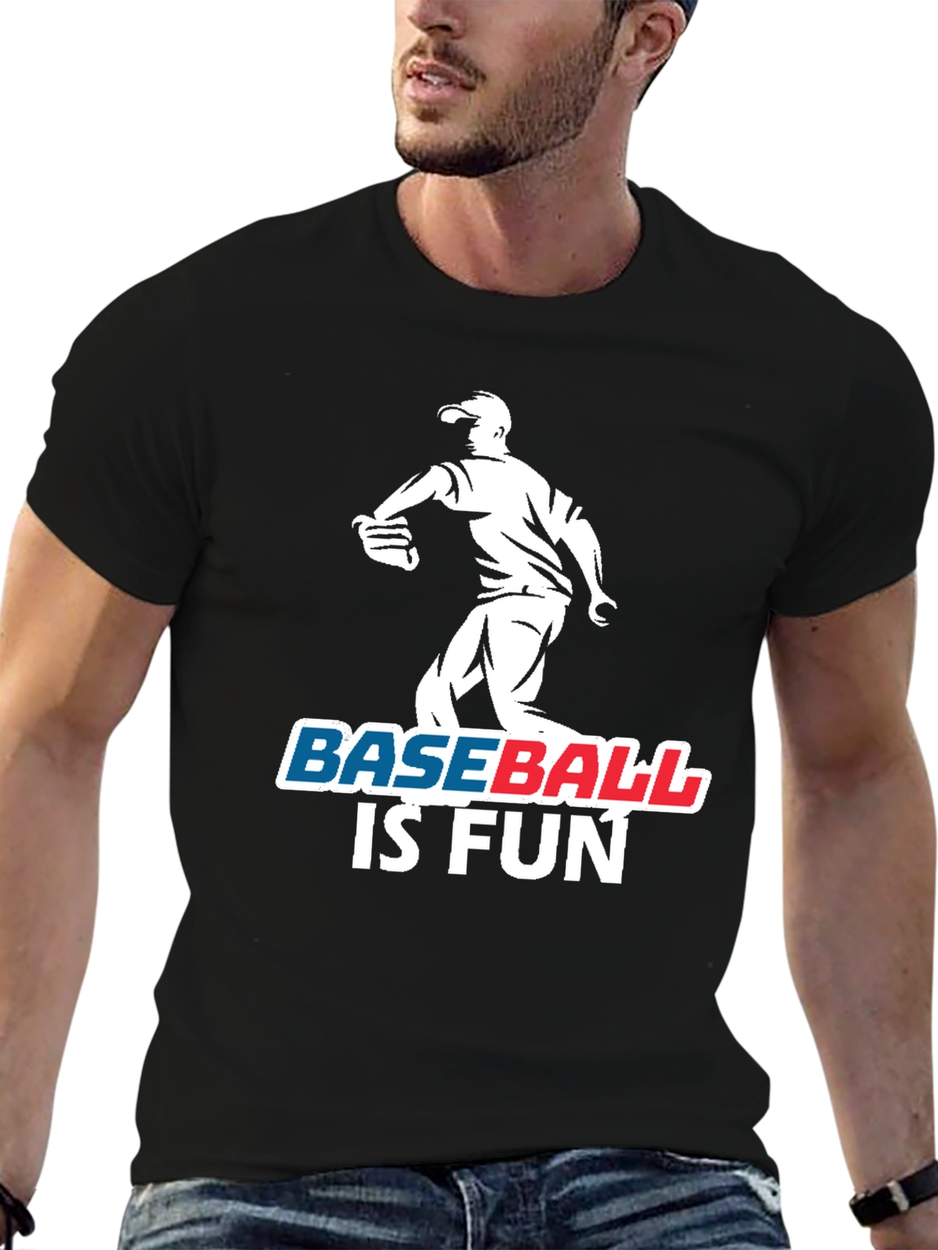 Baseball Is Fun Black Graphic T-Shirt