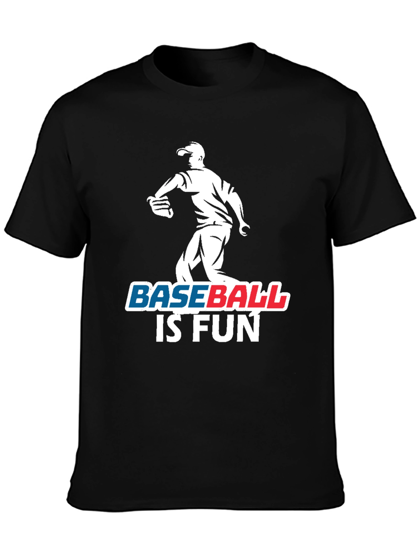 Baseball Is Fun Black Graphic T-Shirt