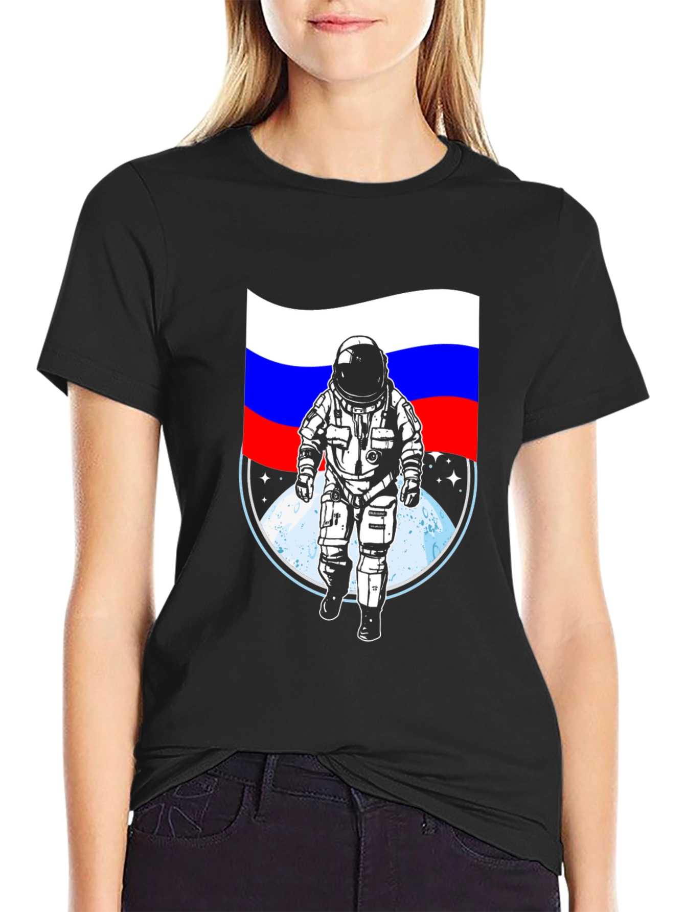 Russian Flag Astronaut T-Shirt - Space Adventure Tee