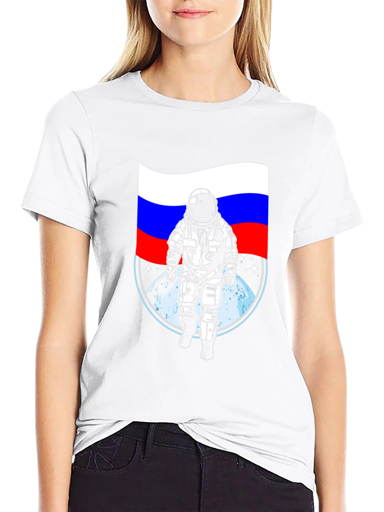 Russian Flag Astronaut T-Shirt - Space Adventure Tee