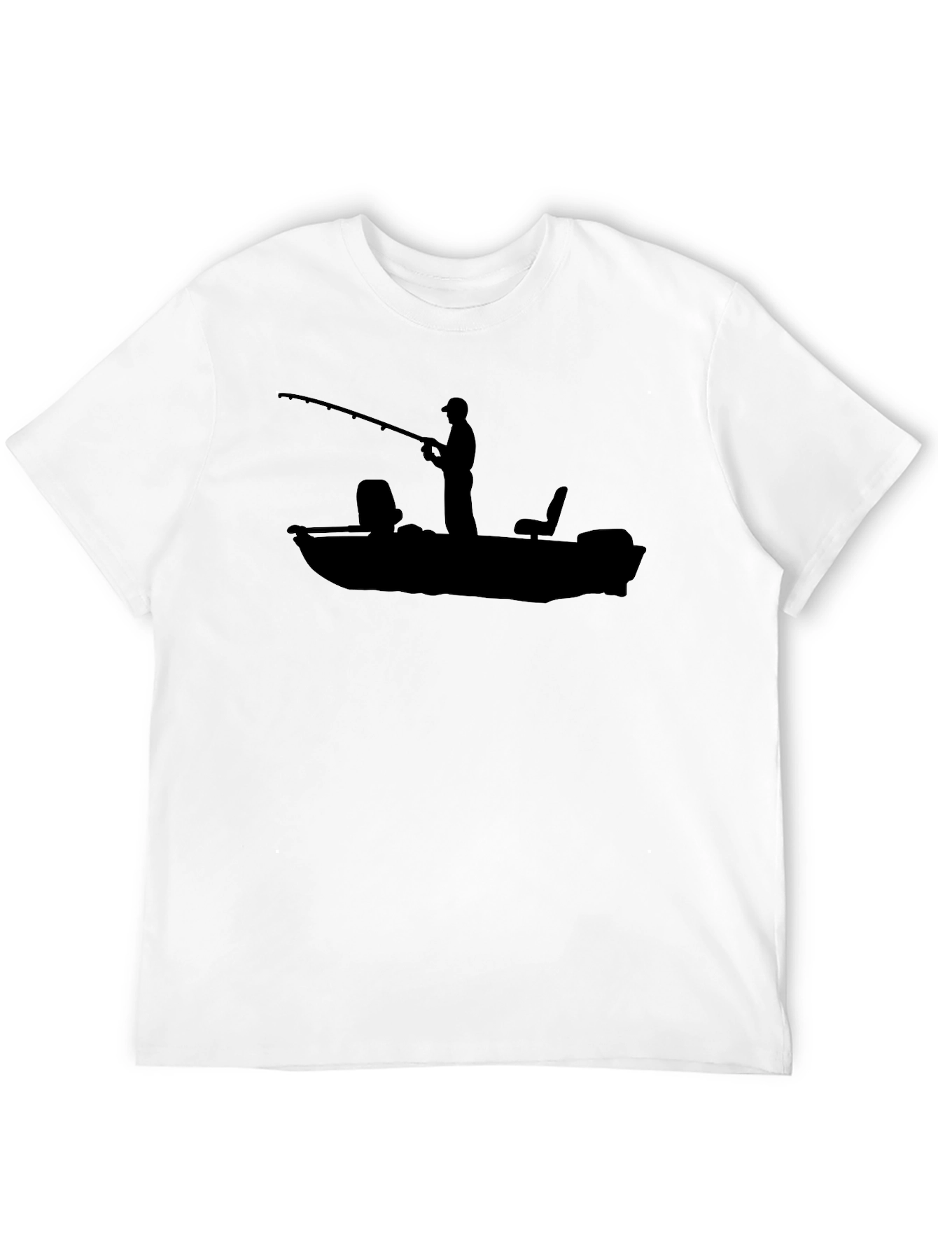 Fishing Boat Graphic Tee - Black Cotton T-Shirt