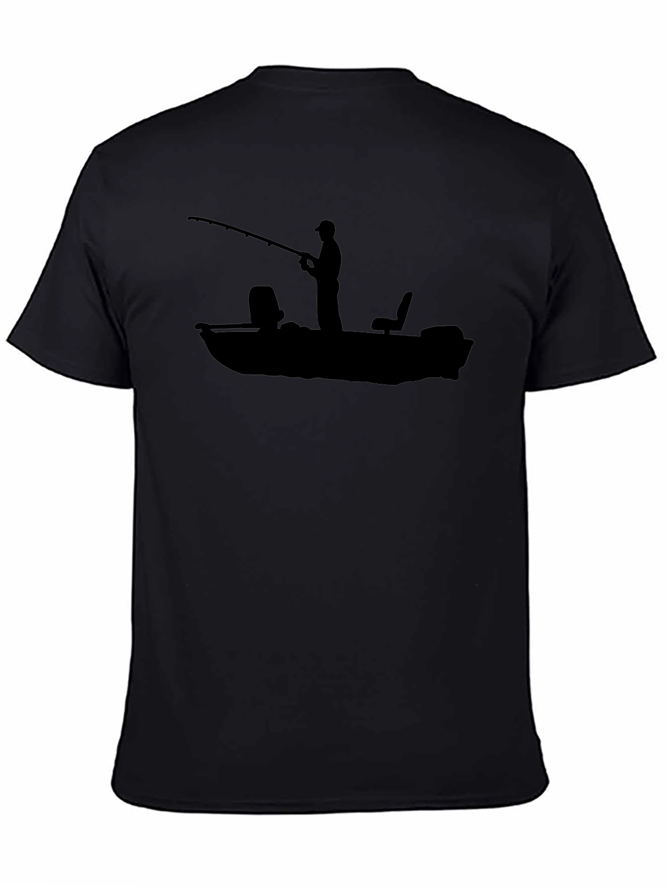 Fishing Boat Graphic Tee - Black Cotton T-Shirt