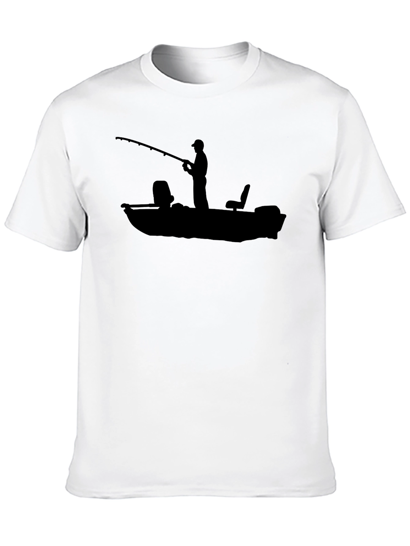 Fishing Boat Graphic Tee - Black Cotton T-Shirt